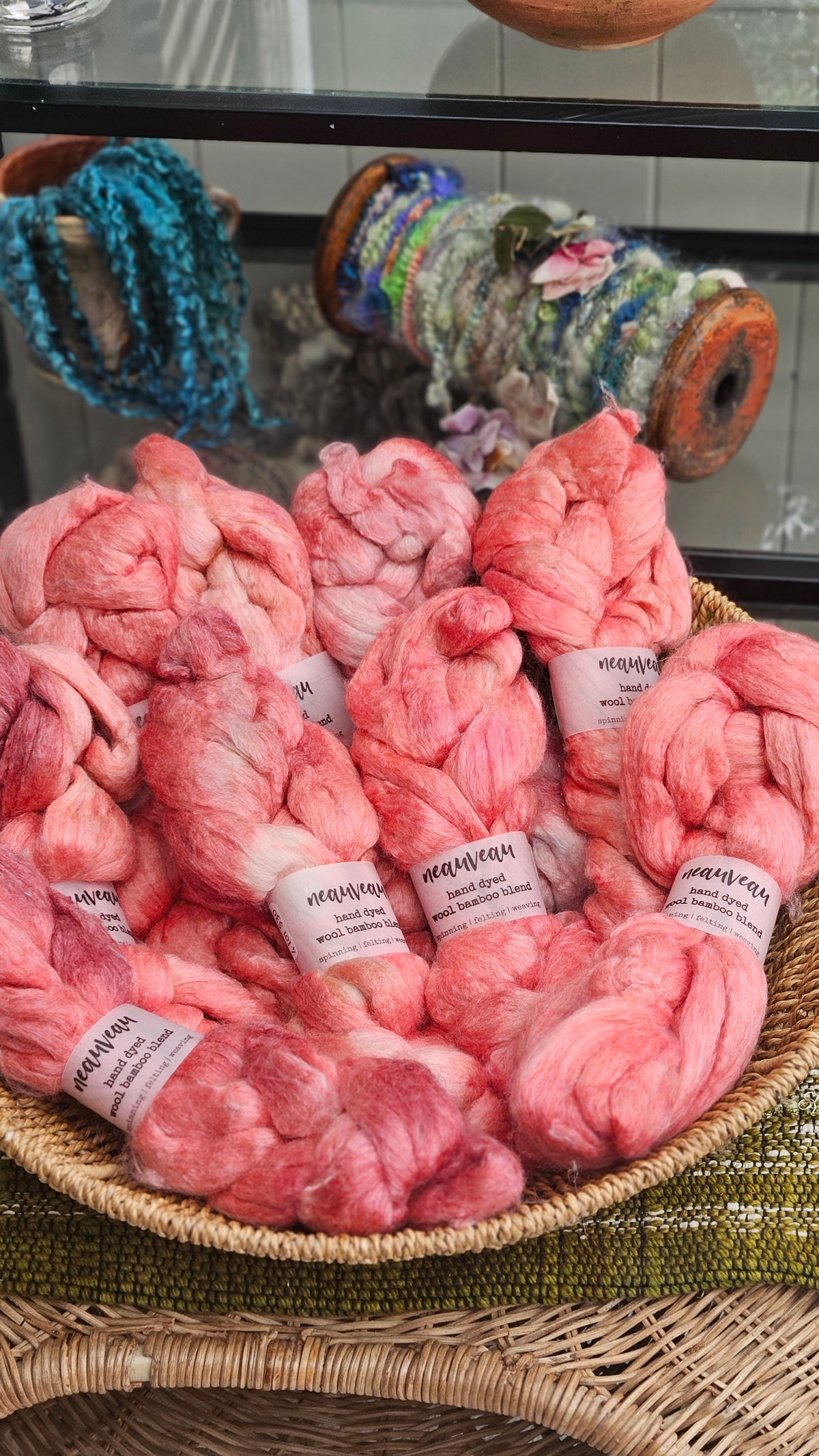 Coral Pearl - wool bamboo roving for felting and blending - 2 ounces | 57 grams