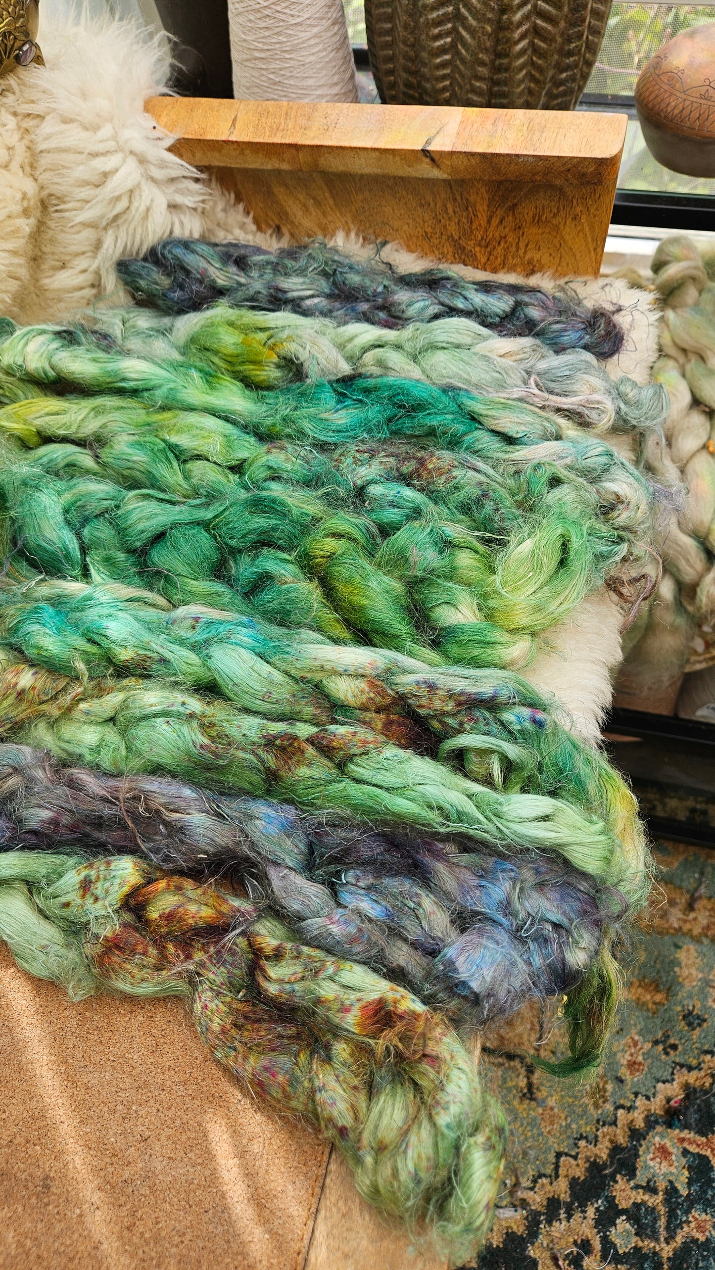 GAWAIN Hand-Dyed Fine Hemp for fiber art, texture blending, and papermaking - 2 ounces | 57 grams