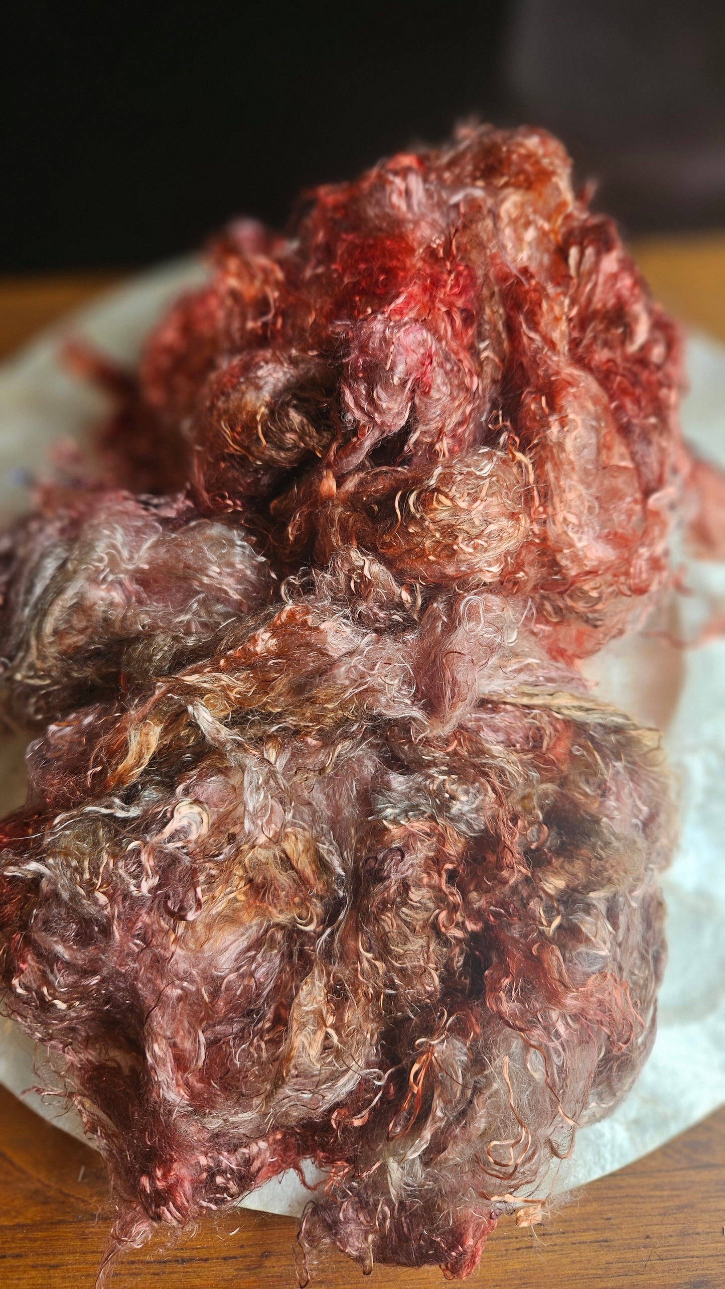 RUBELLITE - hand-dyed eucalyptus crimp faux-silk for art yarn embellishing, fiber blending, felting, and papermaking - 2 oz | 57 g