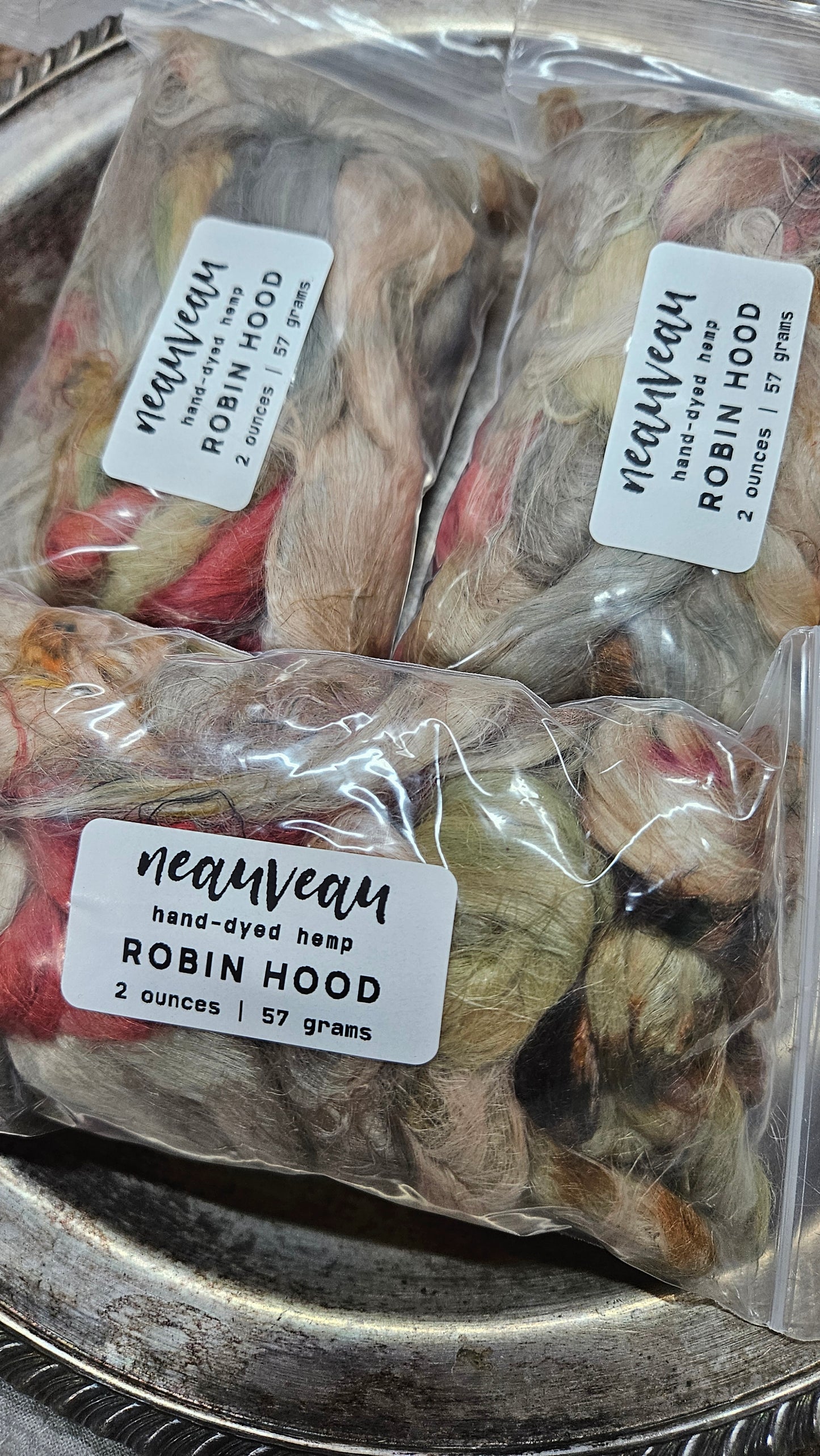 ROBIN HOOD Hand-Dyed Fine Hemp for fiber art, texture blending, and papermaking - 2 ounces | 57 grams