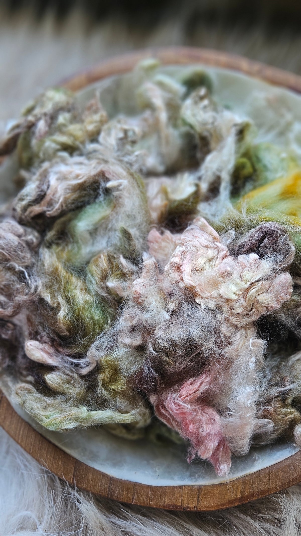 Kiwi Strawberry - hand-dyed fine wool and silky bamboo mill ends - 5 oz |  142 g