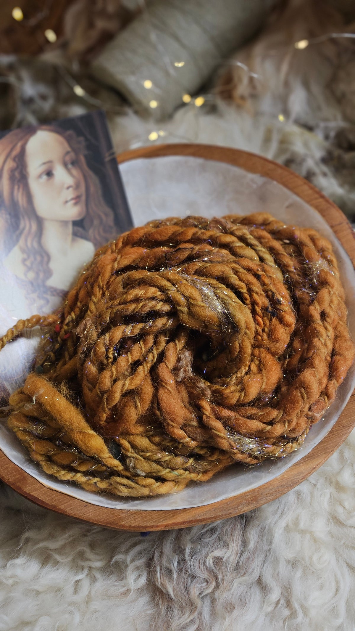 Handspun Bulky Art Yarn - 28 yards | 2.1 ounces - Botticelli Portrait 05
