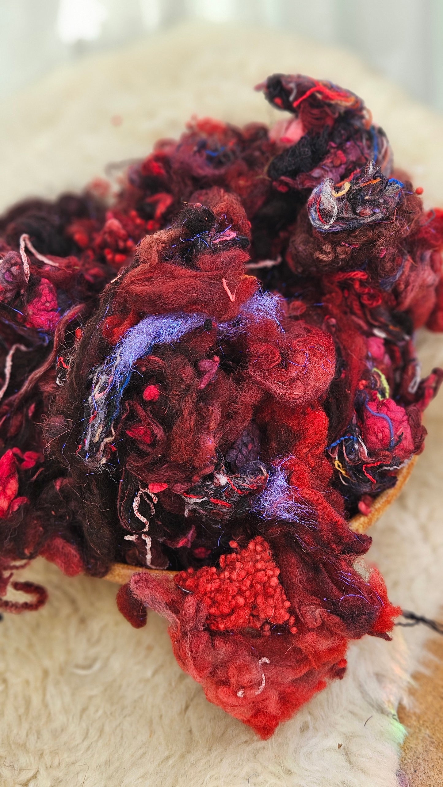 DECEMBER DUSK - Hand-Dyed Alpaca Bamboo Texture Blend for art yarn embellishing, texture blending, felting, mixed media, and fiber art - 4 ounces | 114 grams