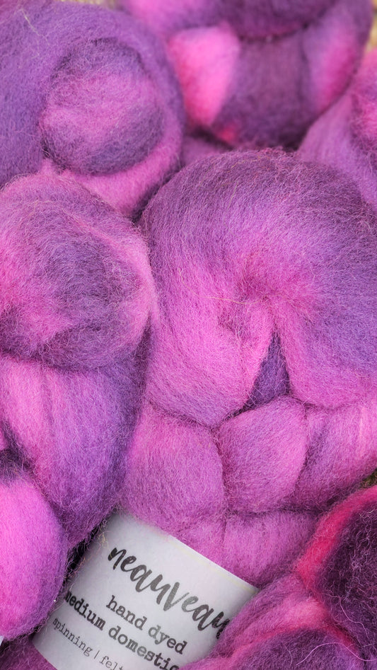 Galah - hand dyed domestic wool roving for felting and blending - 2 ounces | 57 grams