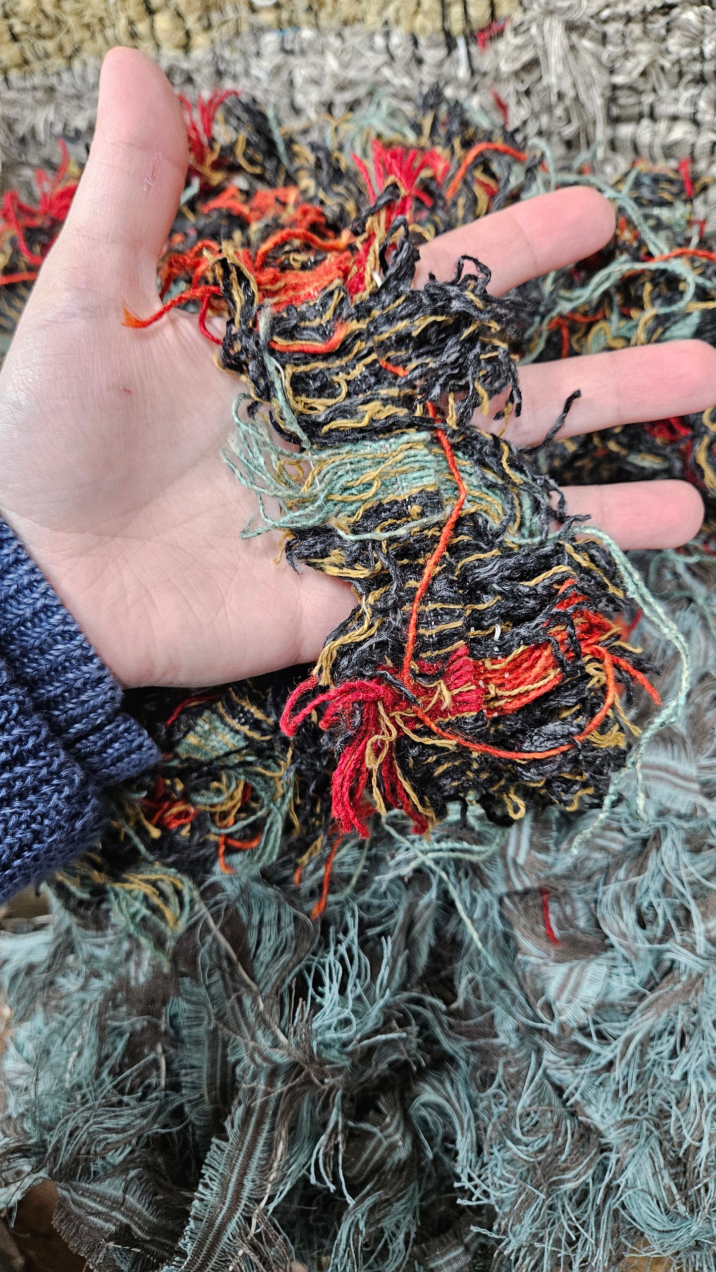 BULK 08 - shaggy fringe ribbon for tapestry weaving and fiber art - 4.5 POUNDS