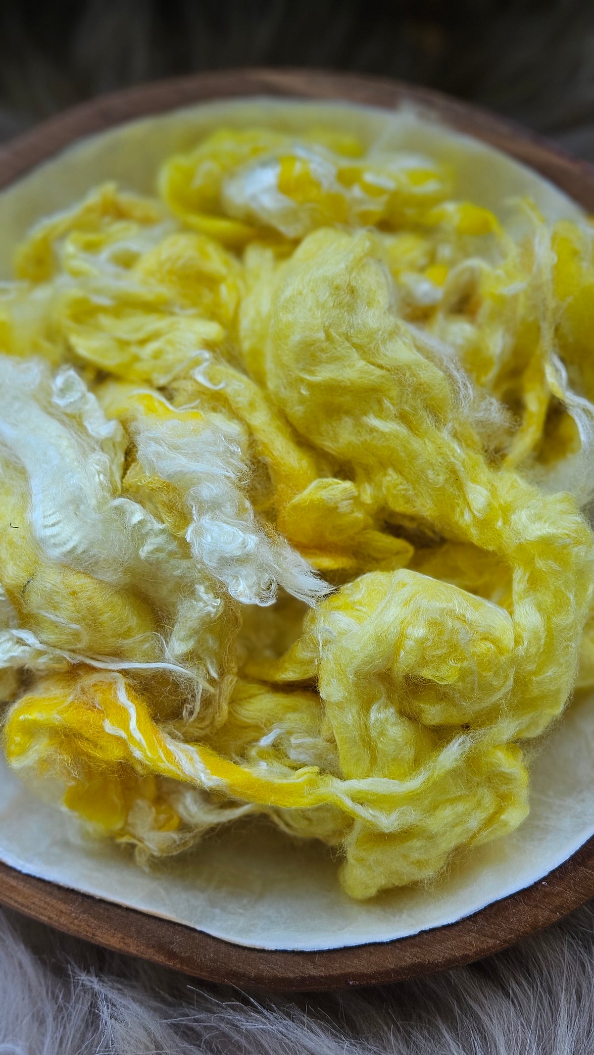Mango Sorbet - hand-dyed fine wool and silky bamboo mill ends - 5 oz |  142 g