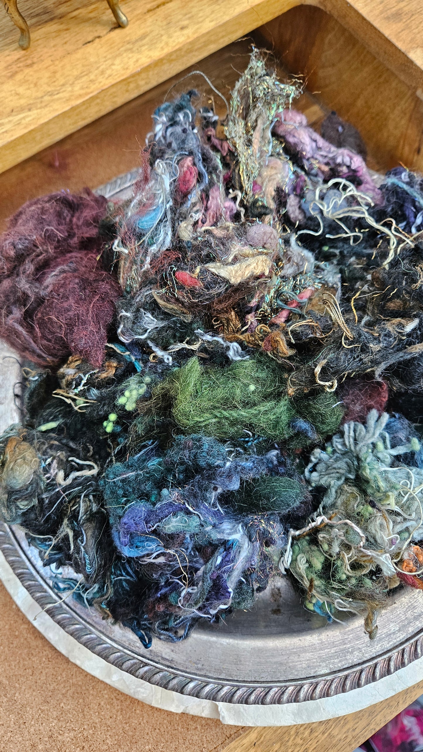 EQUINOX GARDEN - Hand-Dyed Recycled Fiber Texture Blend for art yarn embellishing, texture blending, felting, mixed media, and fiber art - 4 ounces | 114 grams