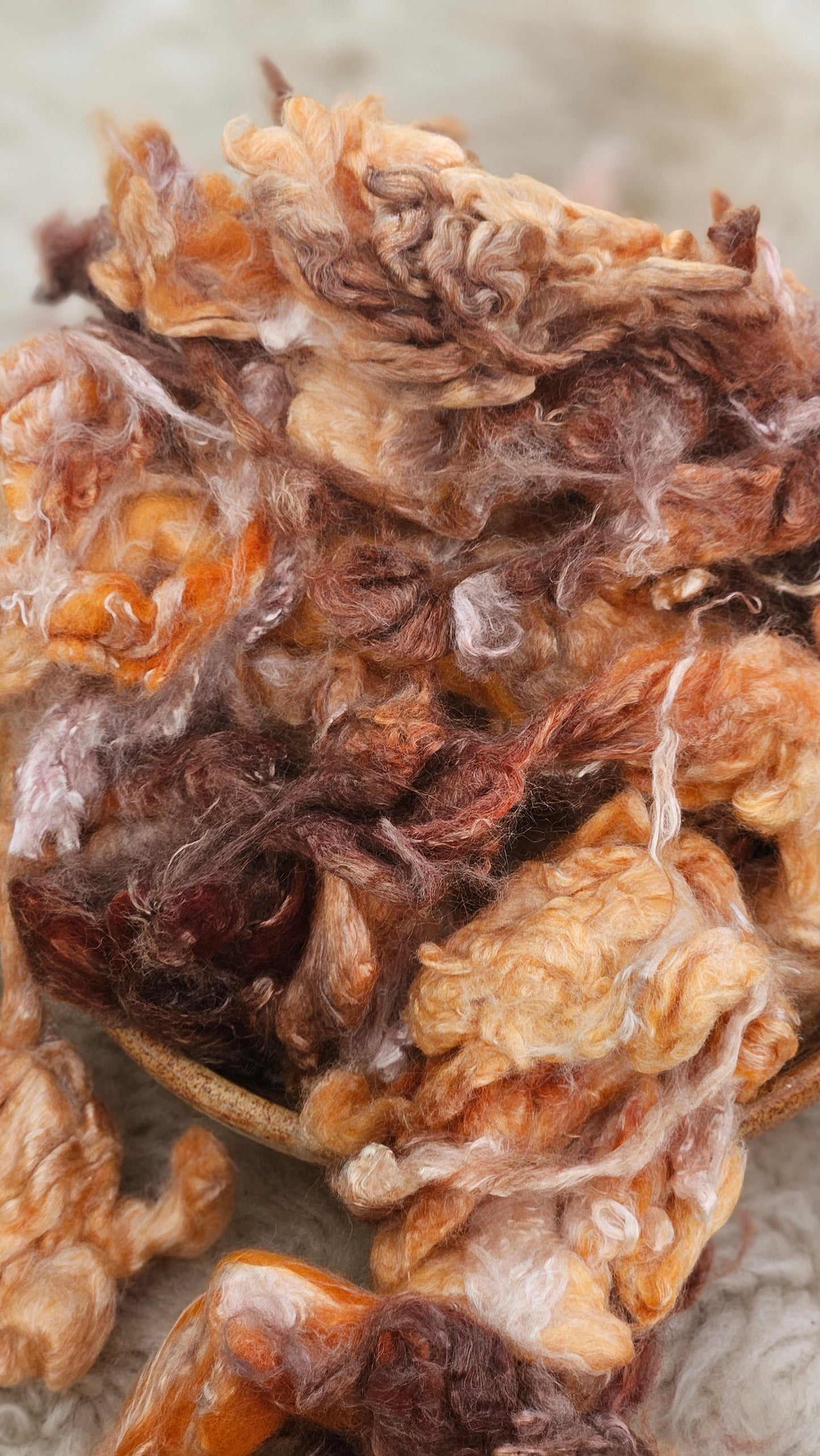 CARAMEL - hand-dyed extra fine wool and silky bamboo dense cloud recycled mill ends - 5 oz |  142 g
