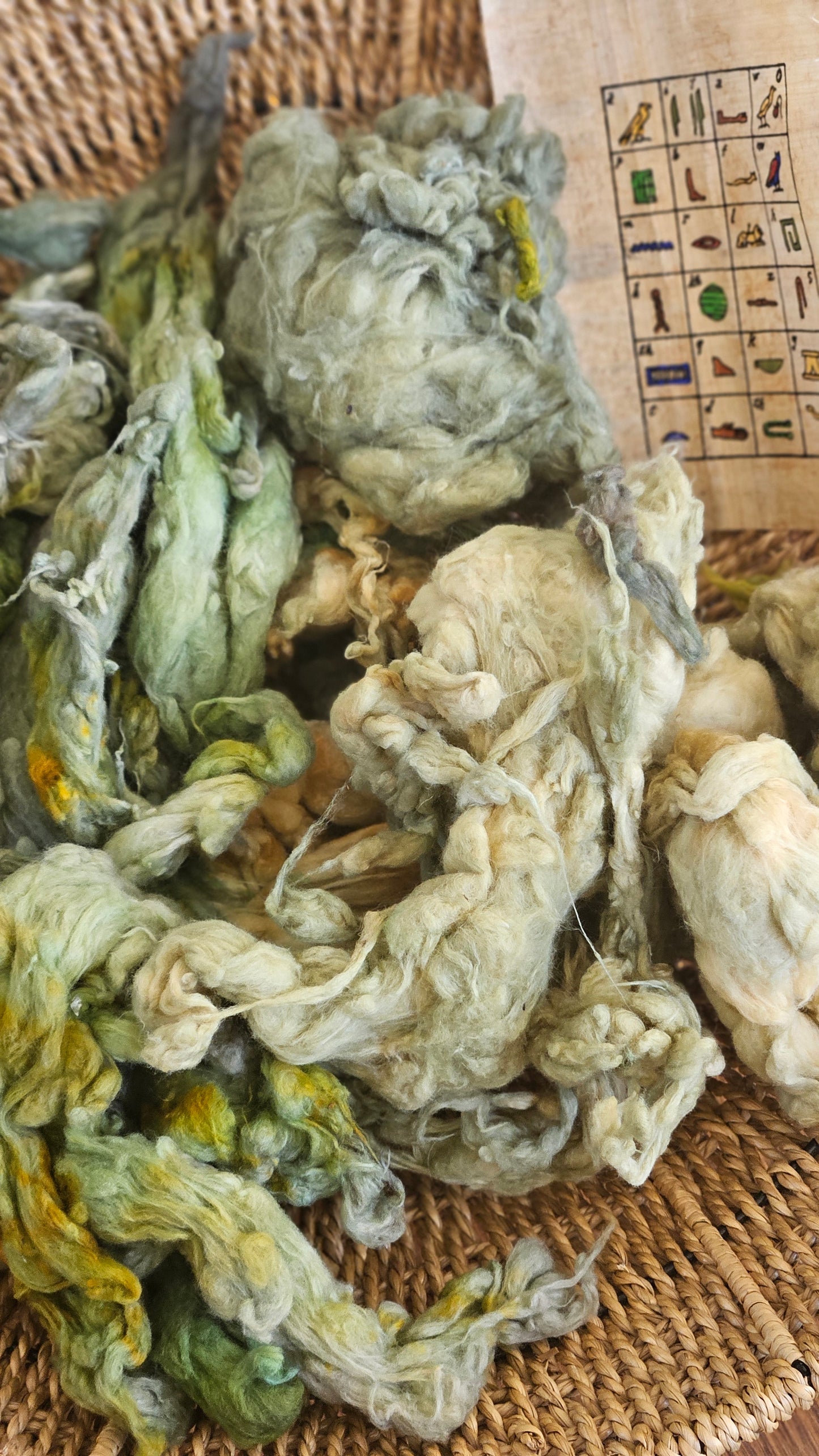 HATSHEPSUT Hand-Dyed Organic Extra Fine Cotton Noil for fiber art, texture blending, and papermaking - 1 ounce | 28 grams