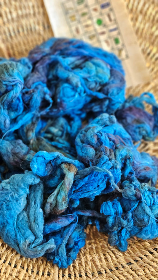 ISIS Hand-Dyed Organic Extra Fine Cotton Noil for fiber art, texture blending, and papermaking - 1 ounce | 28 grams