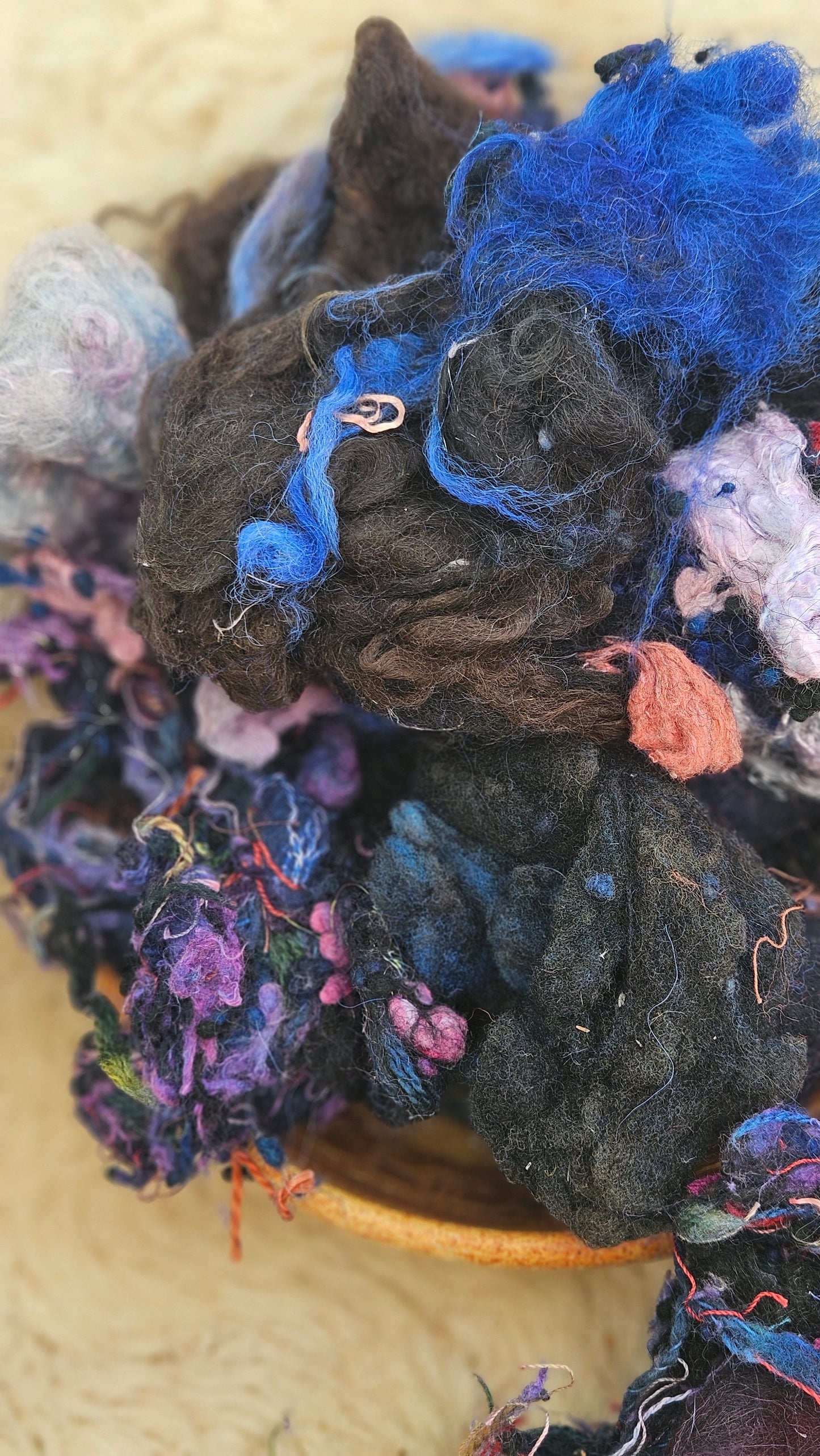 MOONLIT REEF - Hand-Dyed Alpaca Bamboo Texture Blend for art yarn embellishing, texture blending, felting, mixed media, and fiber art - 4 ounces | 114 grams