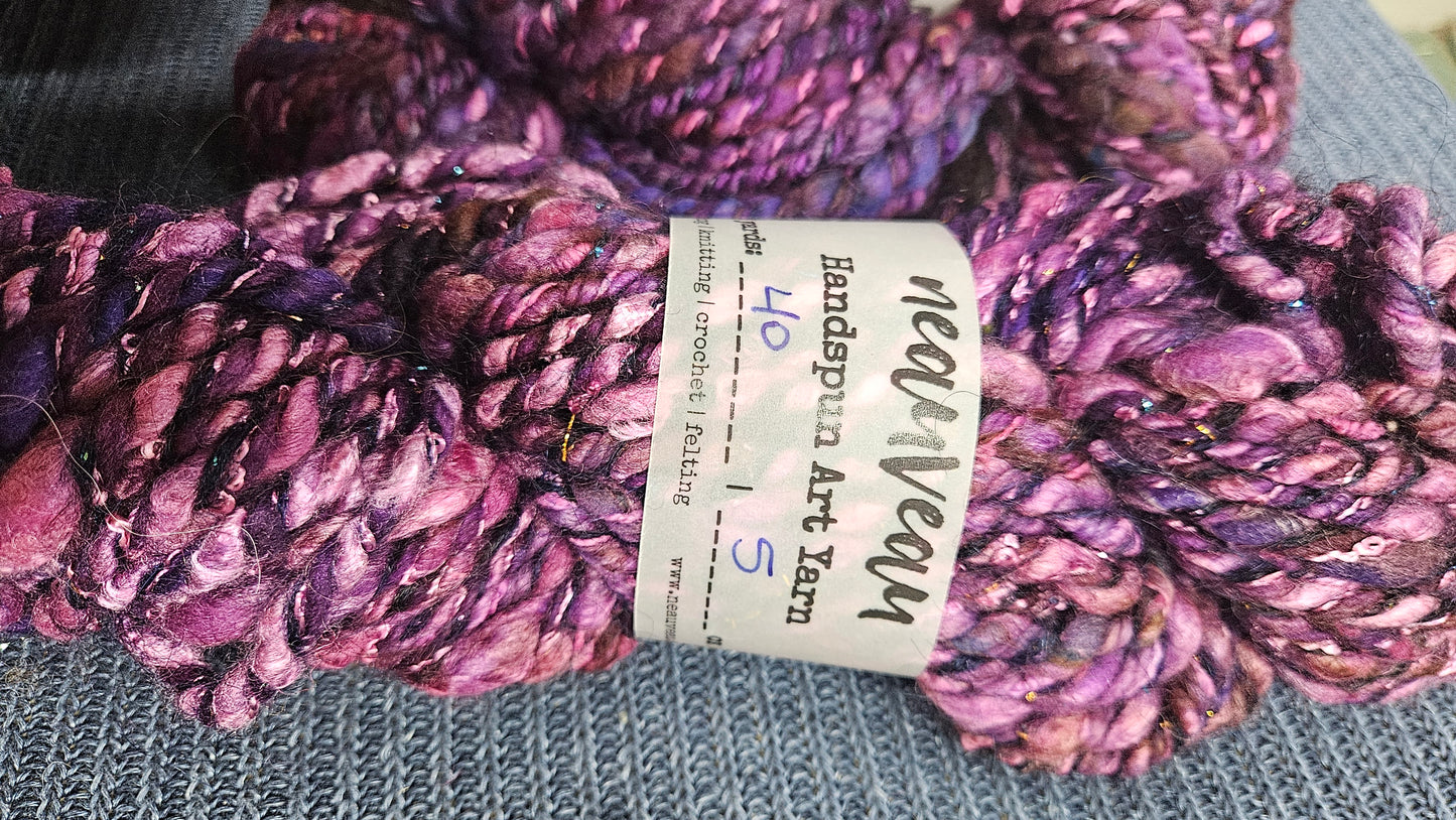 Handspun Yarn Lot - 5 Skeins Boysenberry