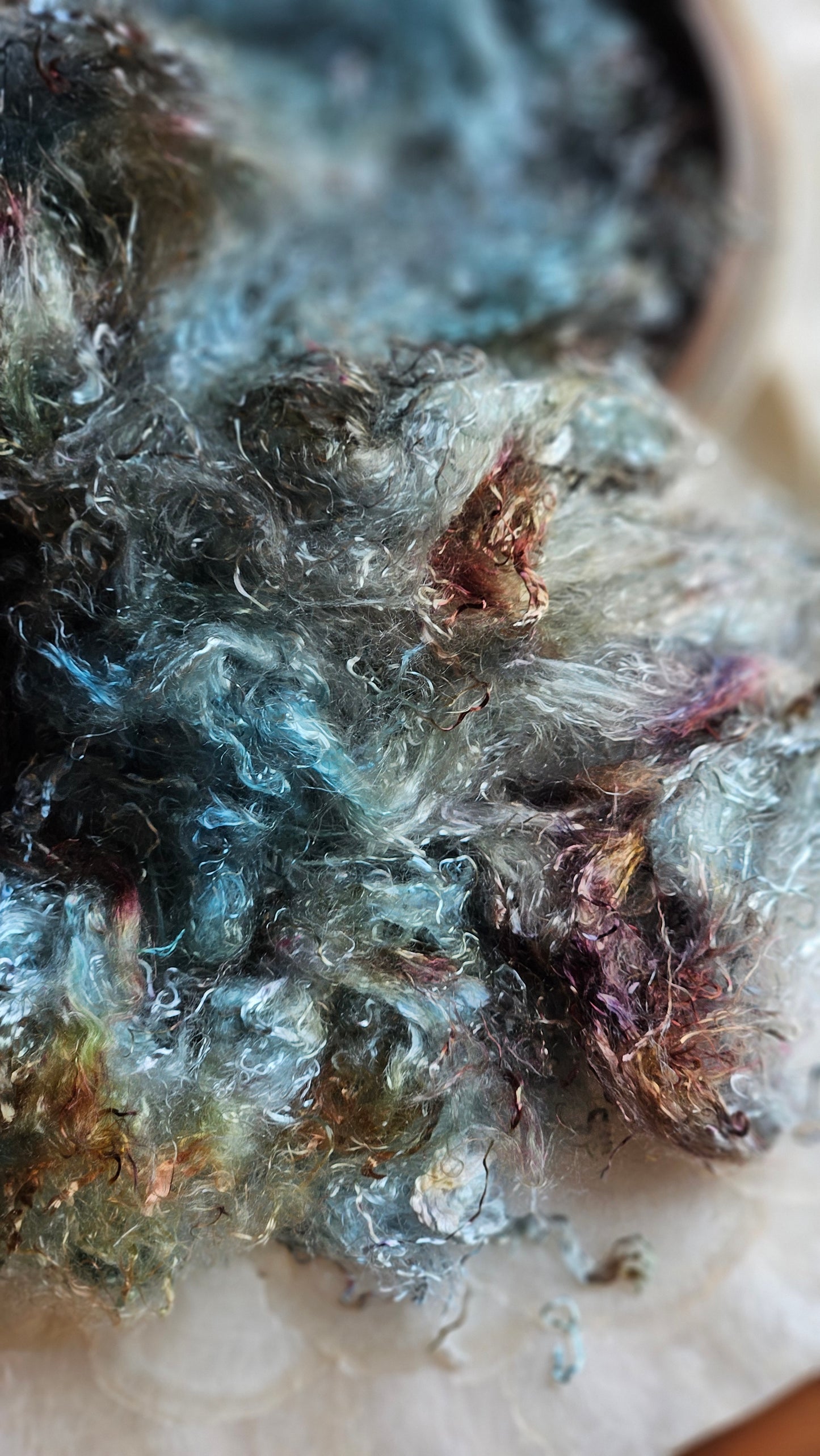 GRANDIDIERITE - hand-dyed eucalyptus crimp faux-silk for art yarn embellishing, fiber blending, felting, and papermaking - 2 oz | 57 g