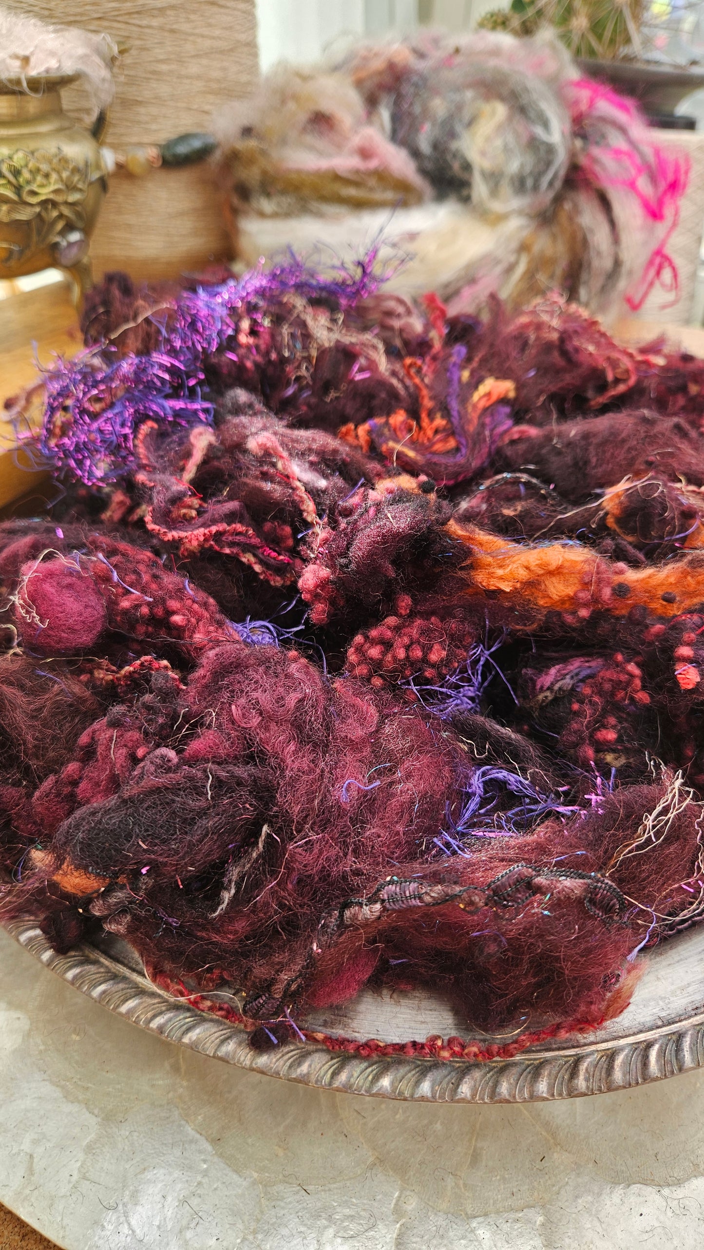 MIDSUMMER NIGHT - Hand-Dyed Alpaca Bamboo Texture Blend for art yarn embellishing, texture blending, felting, mixed media, and fiber art - 4 ounces | 114 grams