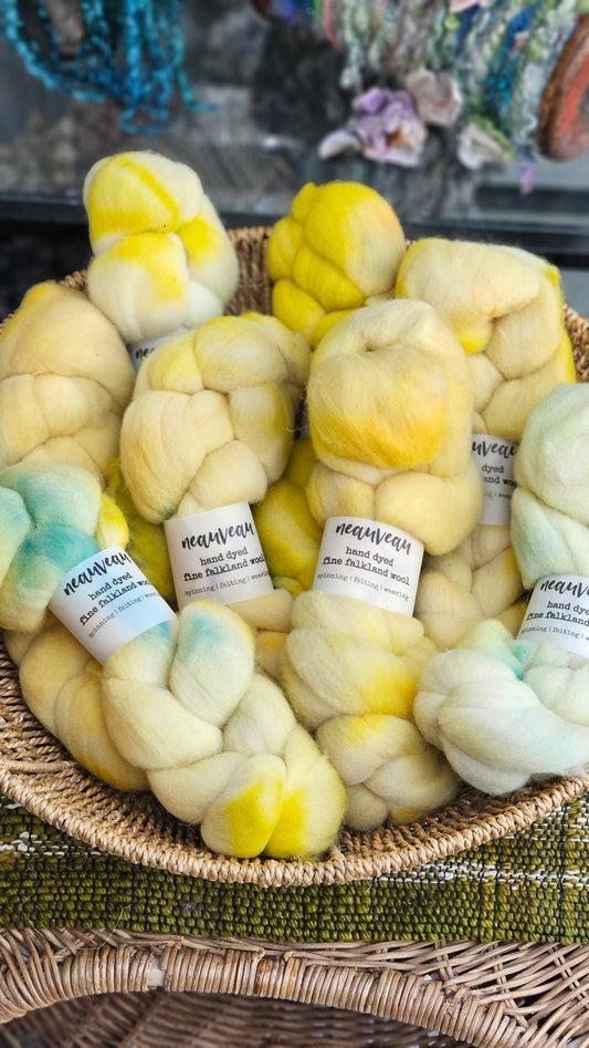 Yellowstone - hand dyed fine wool roving for felting and blending - 2 ounces | 57 grams