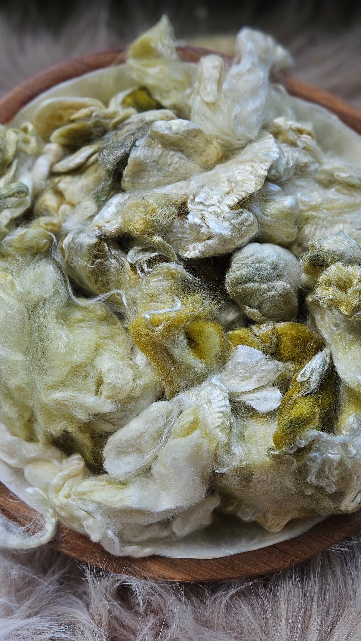 Plantain - hand-dyed fine wool and silky bamboo mill ends - 5 oz |  142 g