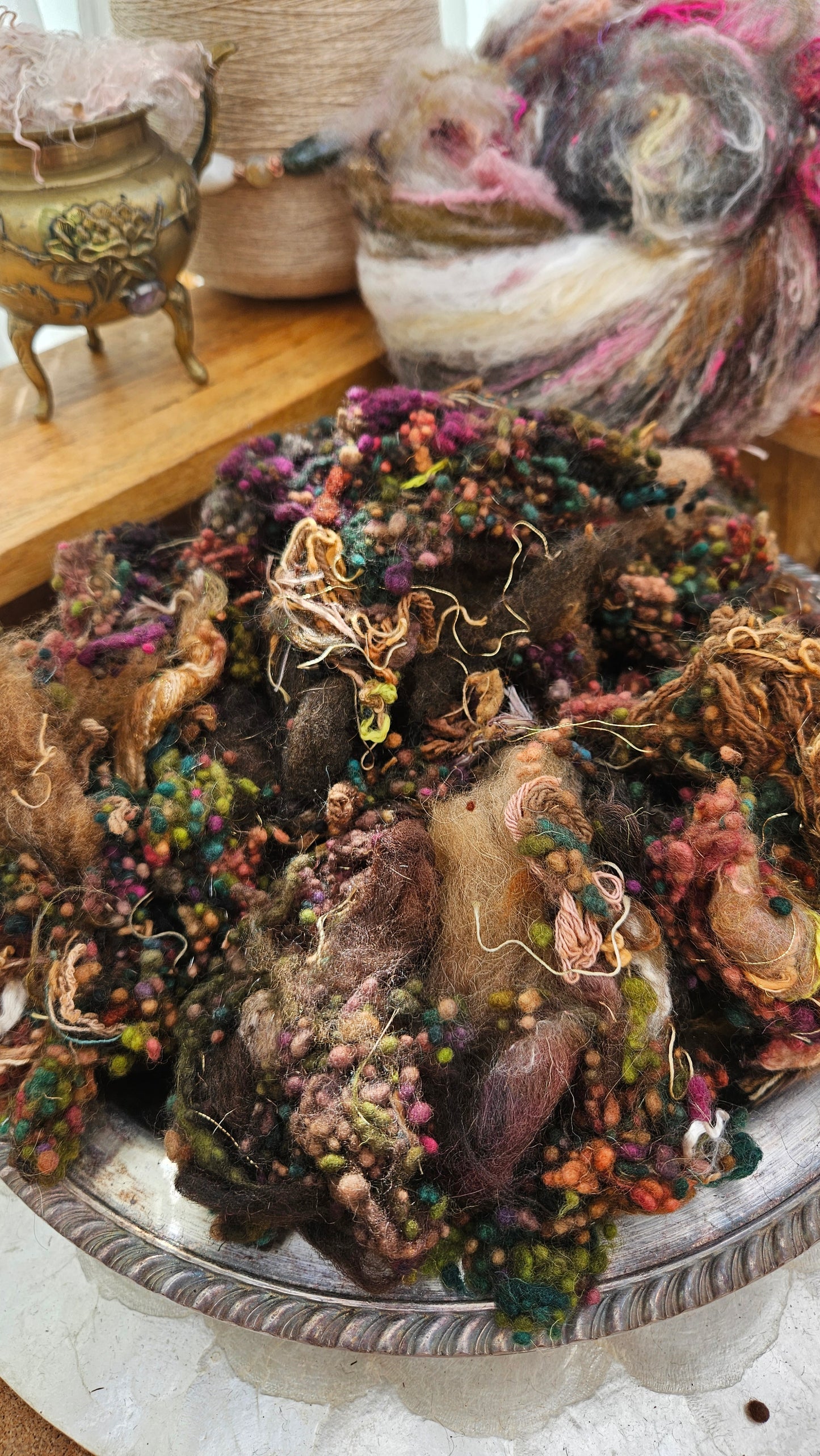 MARSHLANDS - Hand-Dyed Texture Blend for art yarn embellishing, texture blending, felting, mixed media, and fiber art - 4 ounces | 114 grams