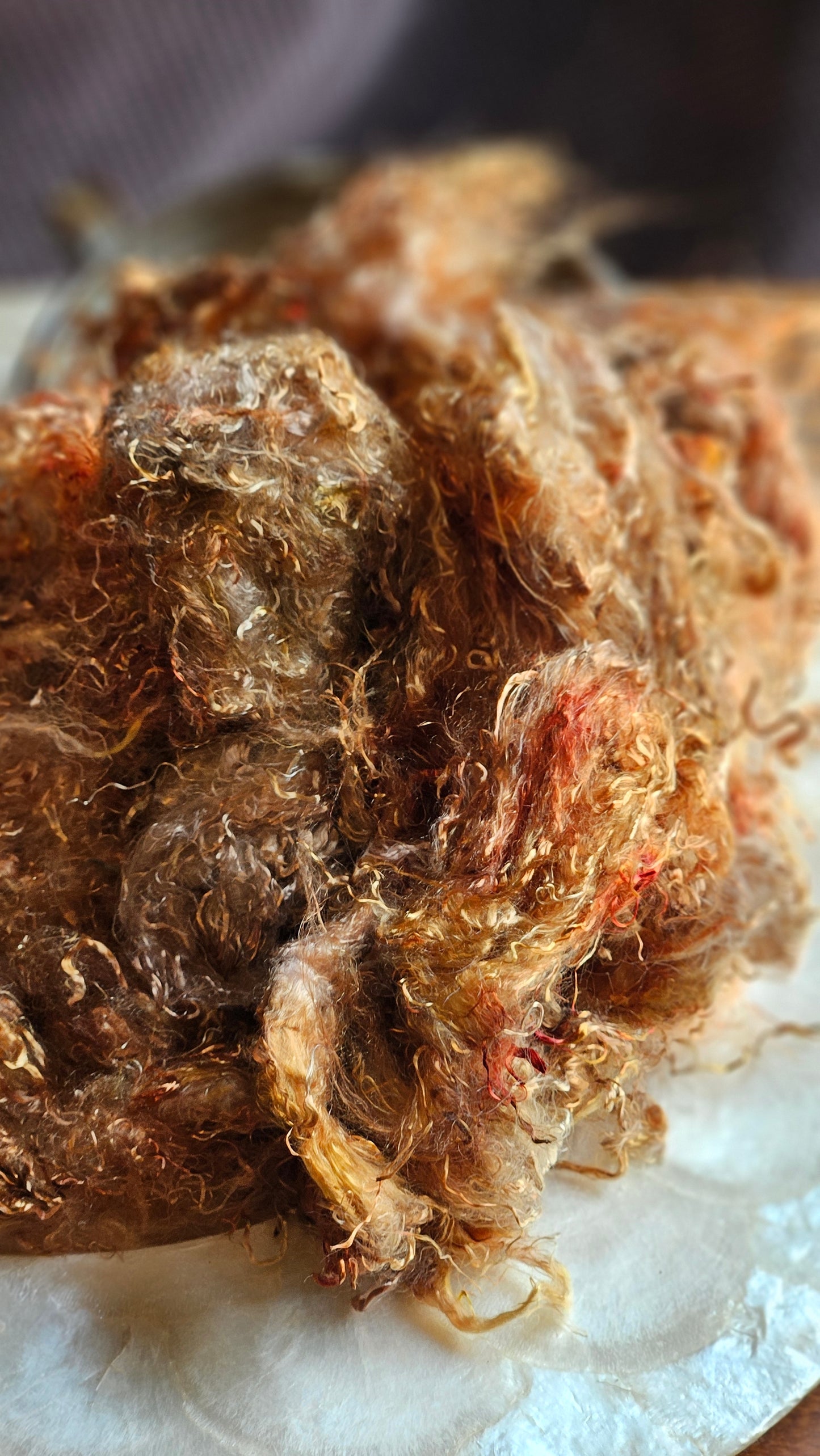 CARNOTITE - hand-dyed eucalyptus crimp faux-silk for art yarn embellishing, fiber blending, felting, and papermaking - 2 oz | 57 g