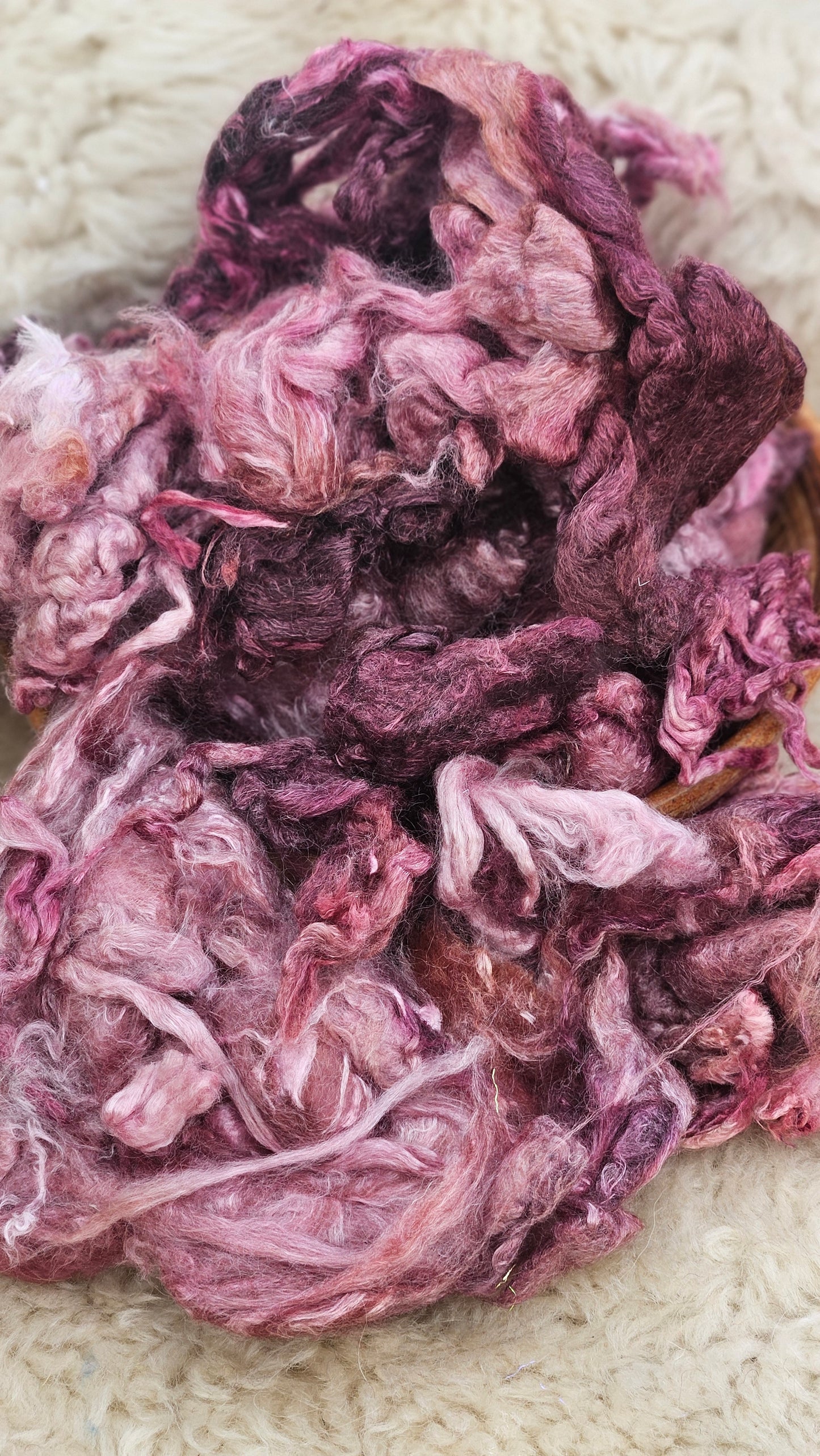 BLACK RASPBERRY - hand-dyed extra fine wool and silky bamboo dense cloud recycled mill ends - 5 oz |  142 g