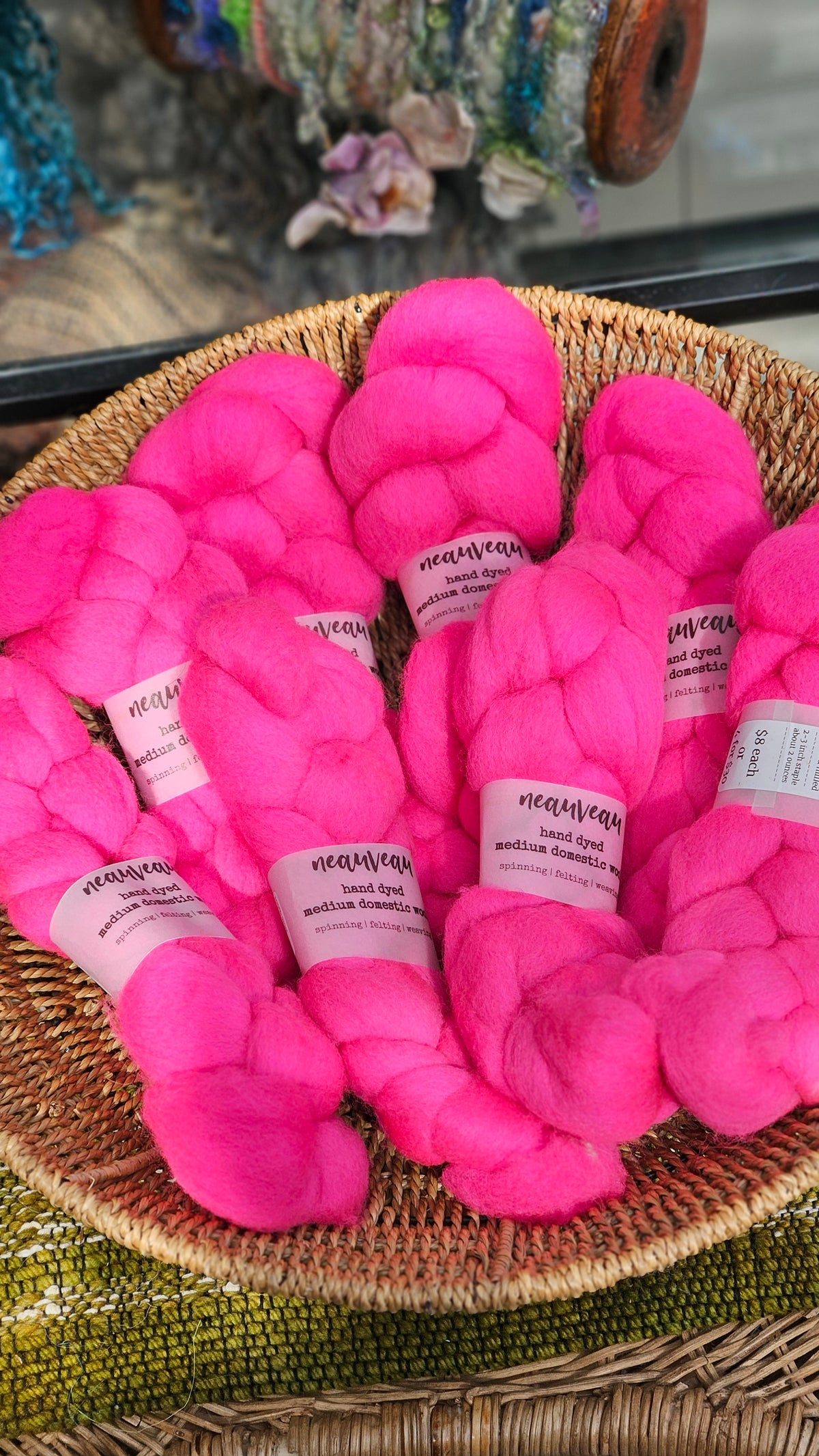 Flamingo - hand dyed domestic wool roving for felting and blending - 2 ounces | 57 grams