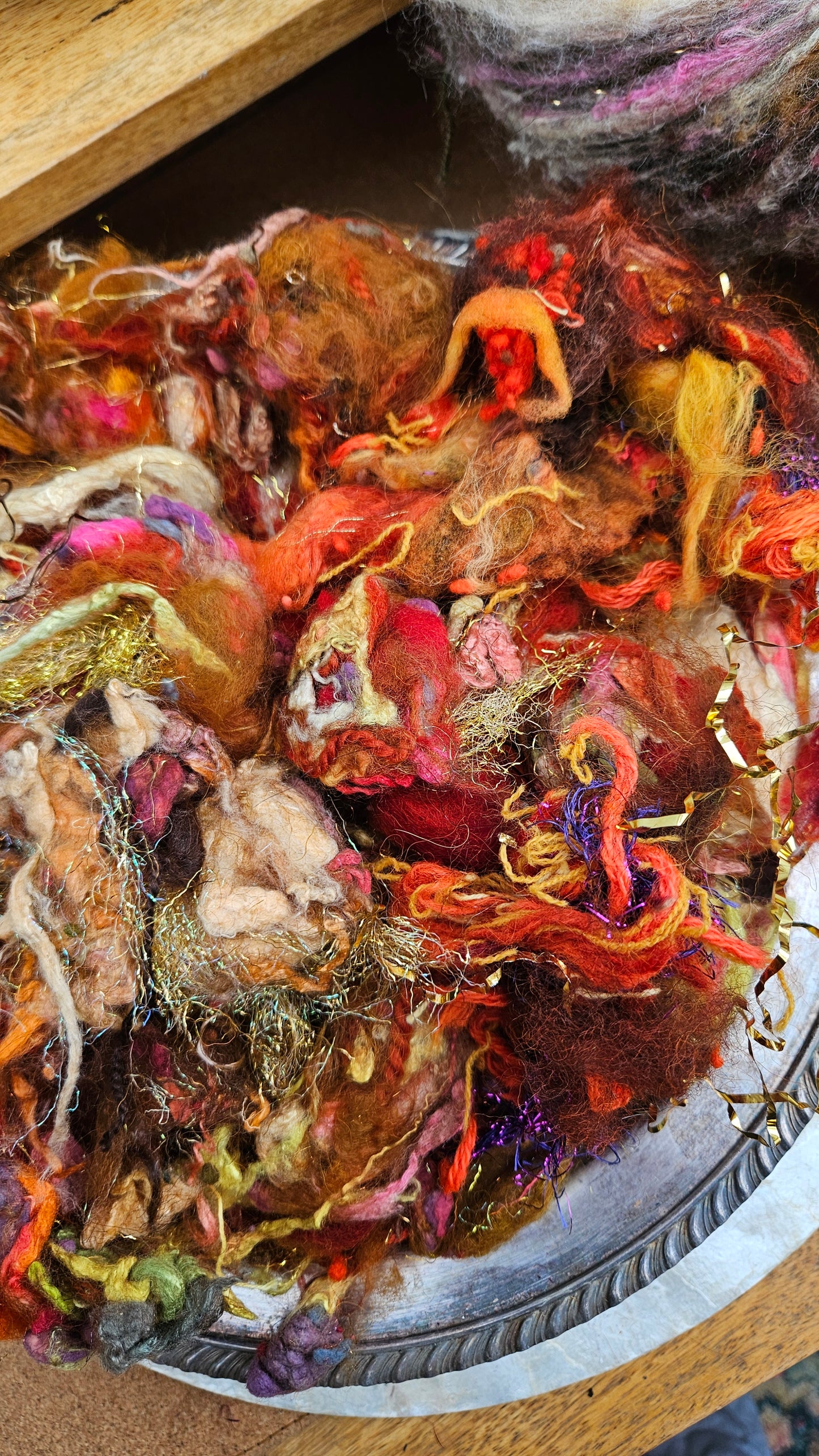 GOLDEN HOUR - Hand-Dyed Alpaca Bamboo Texture Blend for art yarn embellishing, texture blending, felting, mixed media, and fiber art - 4 ounces | 114 grams