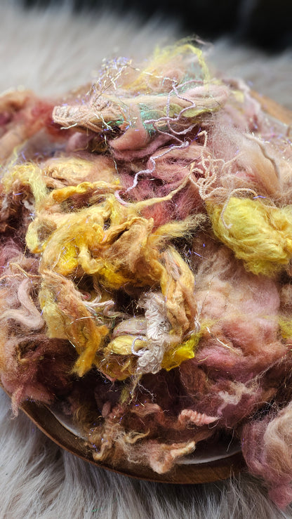 First Blush - fiber texture blend for art yarn spinning & felting - 4 ounces | 114 grams