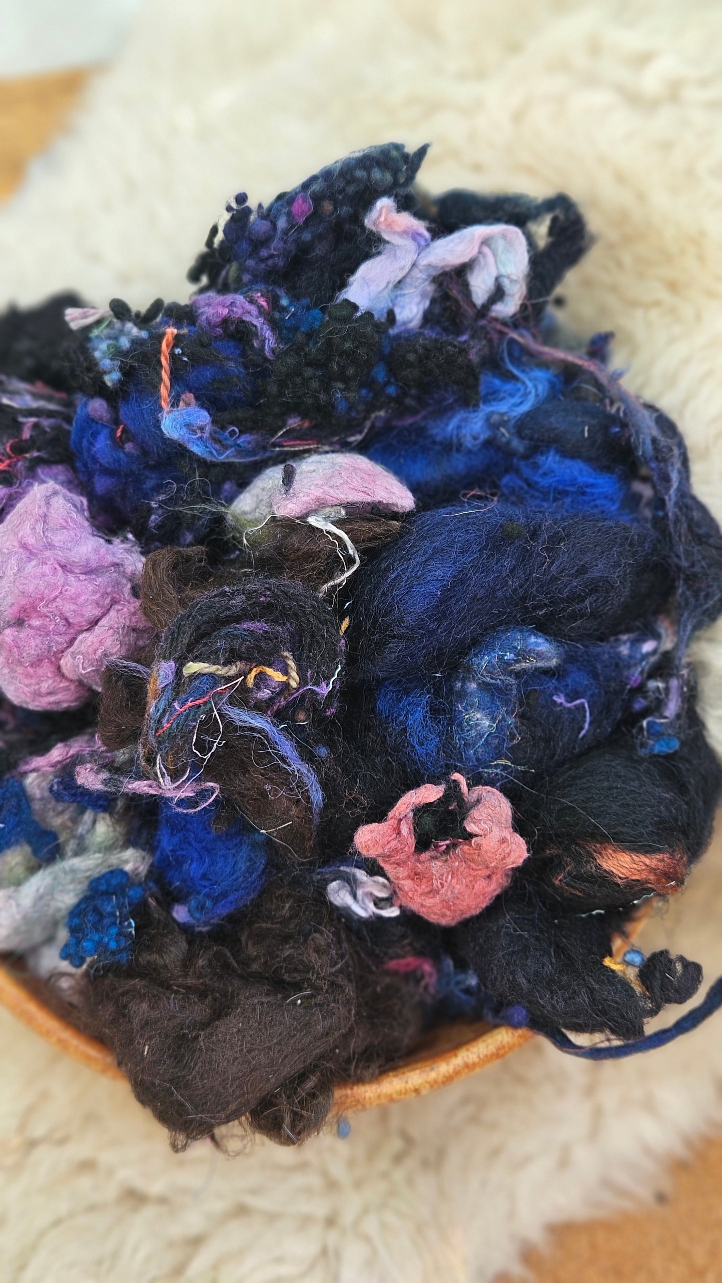 MOONLIT REEF - Hand-Dyed Alpaca Bamboo Texture Blend for art yarn embellishing, texture blending, felting, mixed media, and fiber art - 4 ounces | 114 grams