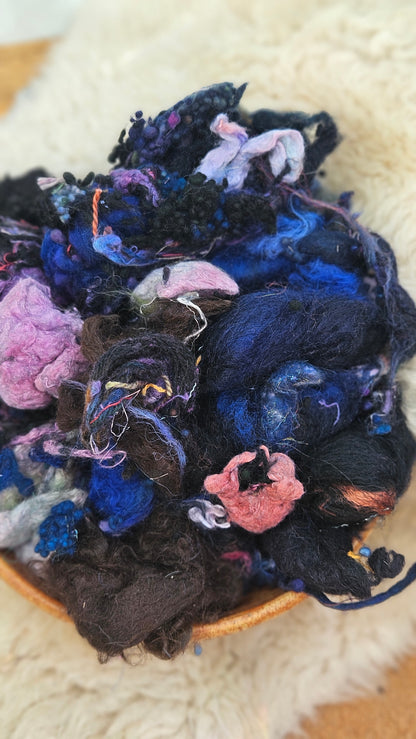 MOONLIT REEF - fiber texture blend for art yarn spinning & felting - 4 ounces | 114 grams