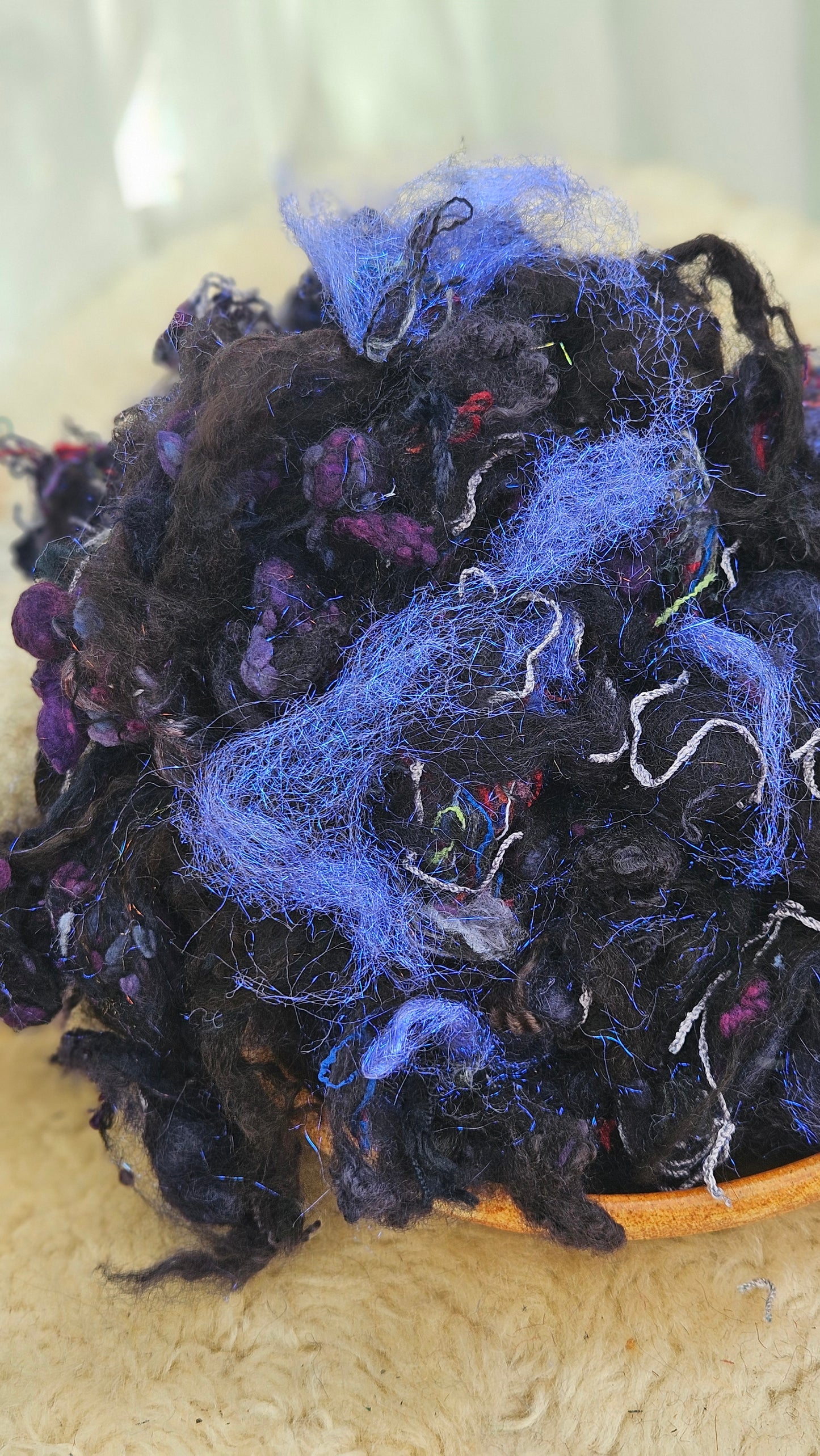 STORMFRONT - Hand-Dyed Alpaca Bamboo Texture Blend for art yarn embellishing, texture blending, felting, mixed media, and fiber art - 4 ounces | 114 grams