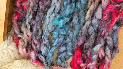 UNICORN - rare hand-dyed hemp top for carding into art batts - 2 ounces | 57 grams