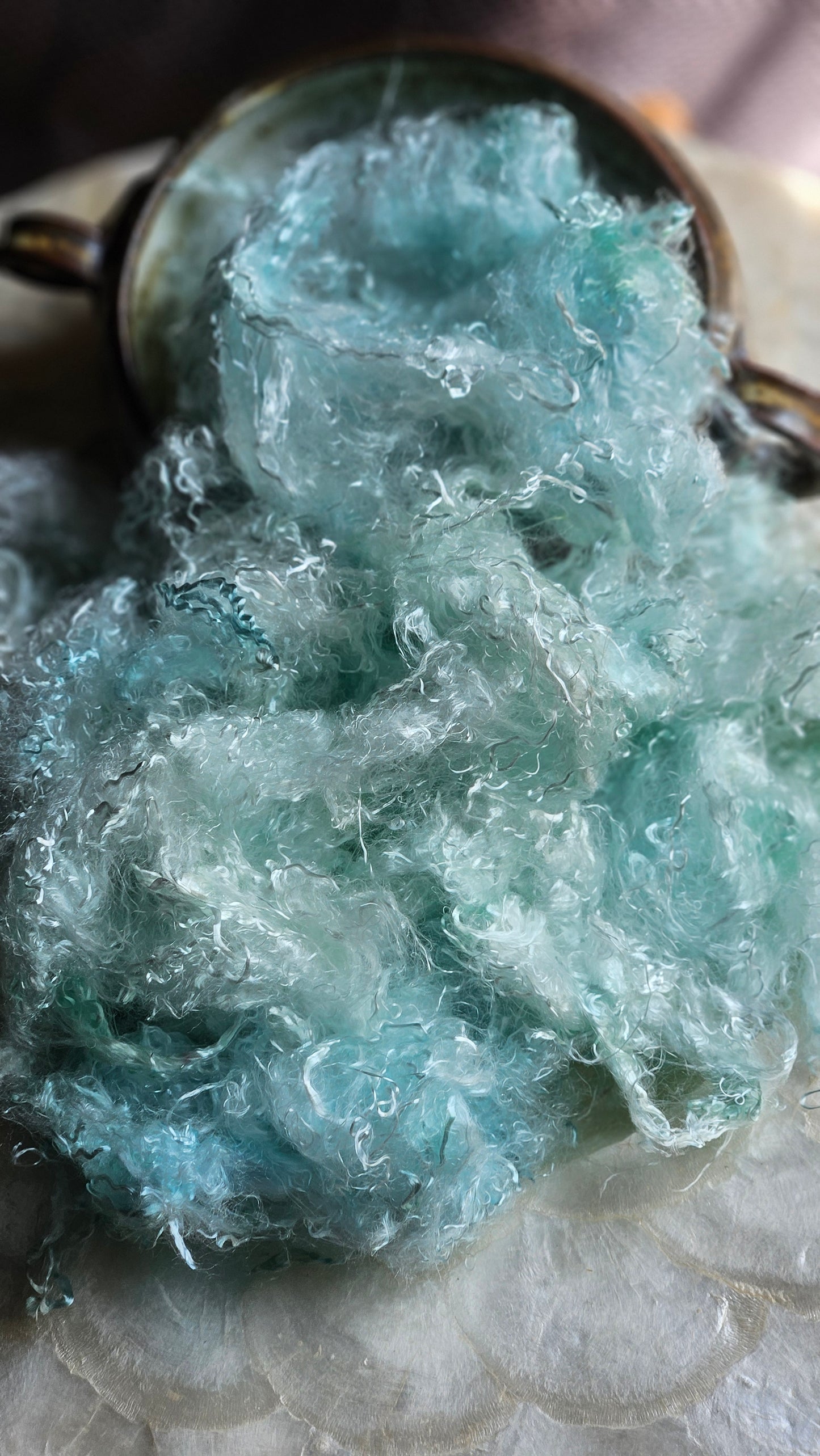AMAZONITE - hand-dyed eucalyptus crimp faux-silk for art yarn embellishing, fiber blending, felting, and papermaking - 2 oz | 57 g