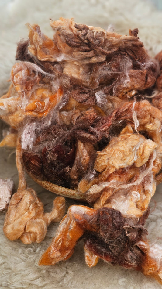 CARAMEL - hand-dyed extra fine wool and silky bamboo dense cloud recycled mill ends - 5 oz |  142 g