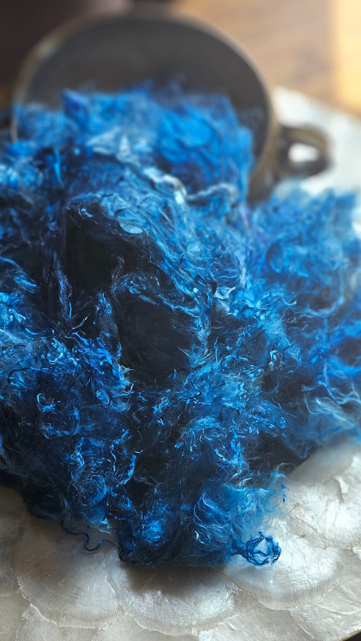 AZURITE - hand-dyed eucalyptus crimp faux-silk for art yarn embellishing, fiber blending, felting, and papermaking - 2 oz | 57 g