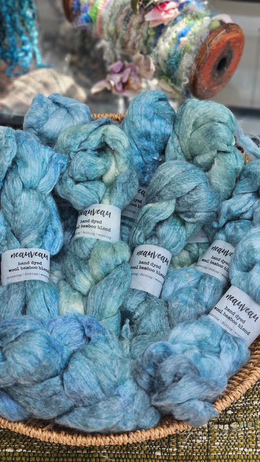 Sea Pearl - wool bamboo roving for felting and blending - 2 ounces | 57 grams
