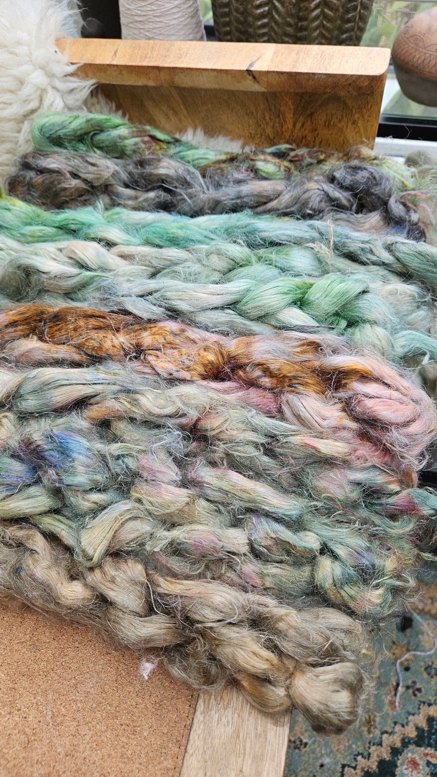 DRAGON Hand-Dyed Fine Hemp for fiber art, texture blending, and papermaking - 2 ounces | 57 grams