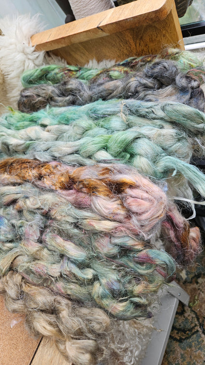 DRAGON - rare hand-dyed hemp top for carding into art batts - 2 ounces | 57 grams