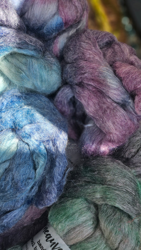 Razzleberry Pearl - wool bamboo roving for felting and blending - 2 ounces | 57 grams