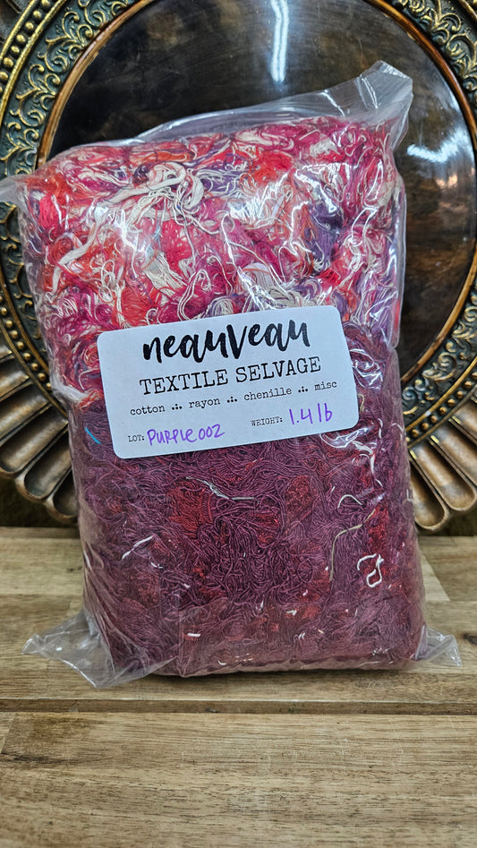 WILD FLOWERS - shaggy fringe ribbon for tapestry weaving and fiber art - PURPLE002 (1.4 lb)