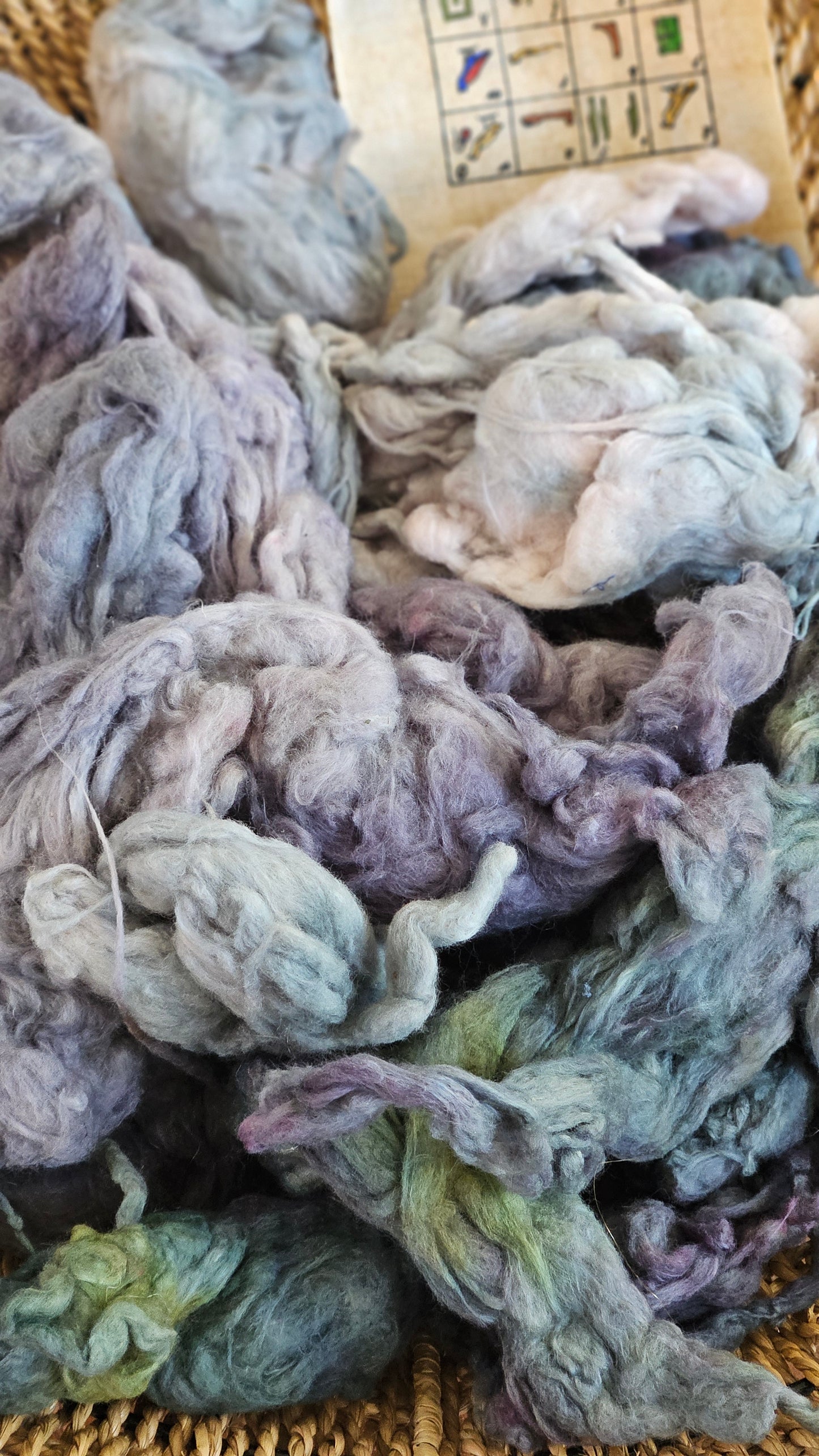 THOTH Hand-Dyed Organic Extra Fine Cotton Noil for fiber art, texture blending, and papermaking - 1 ounce | 28 grams