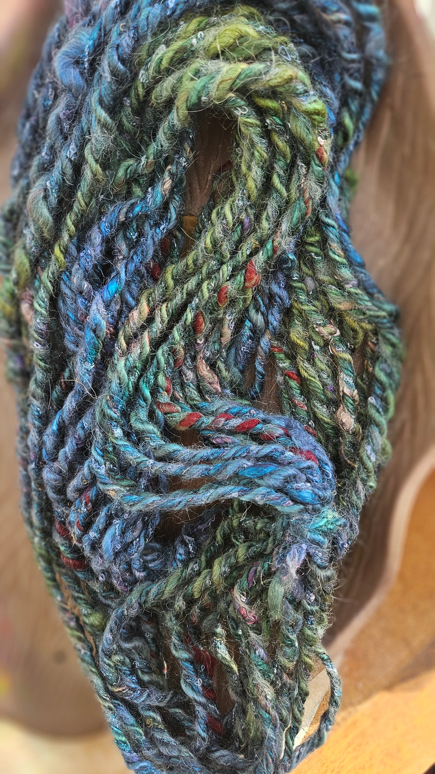 NIGHTINGALE - Bulky Handspun Art Yarn XL Skein - 28 yards | 3.9 ounces | 111 grams