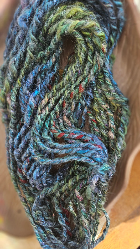 NIGHTINGALE - Bulky Handspun Art Yarn XL Skein - 28 yards | 3.9 ounces | 111 grams