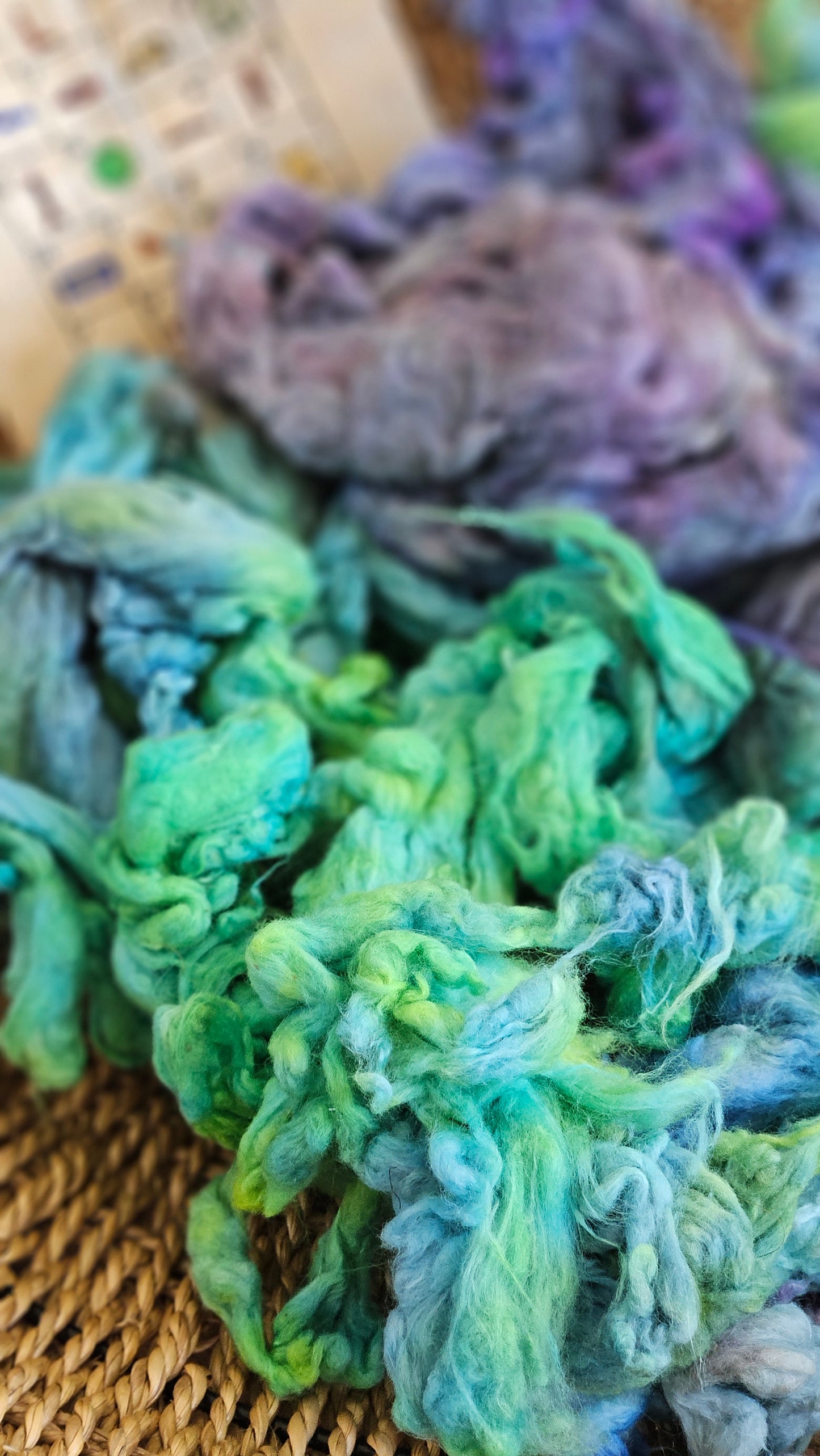 OSIRIS Hand-Dyed Organic Extra Fine Cotton Noil for fiber art, texture blending, and papermaking - 1 ounce | 28 grams