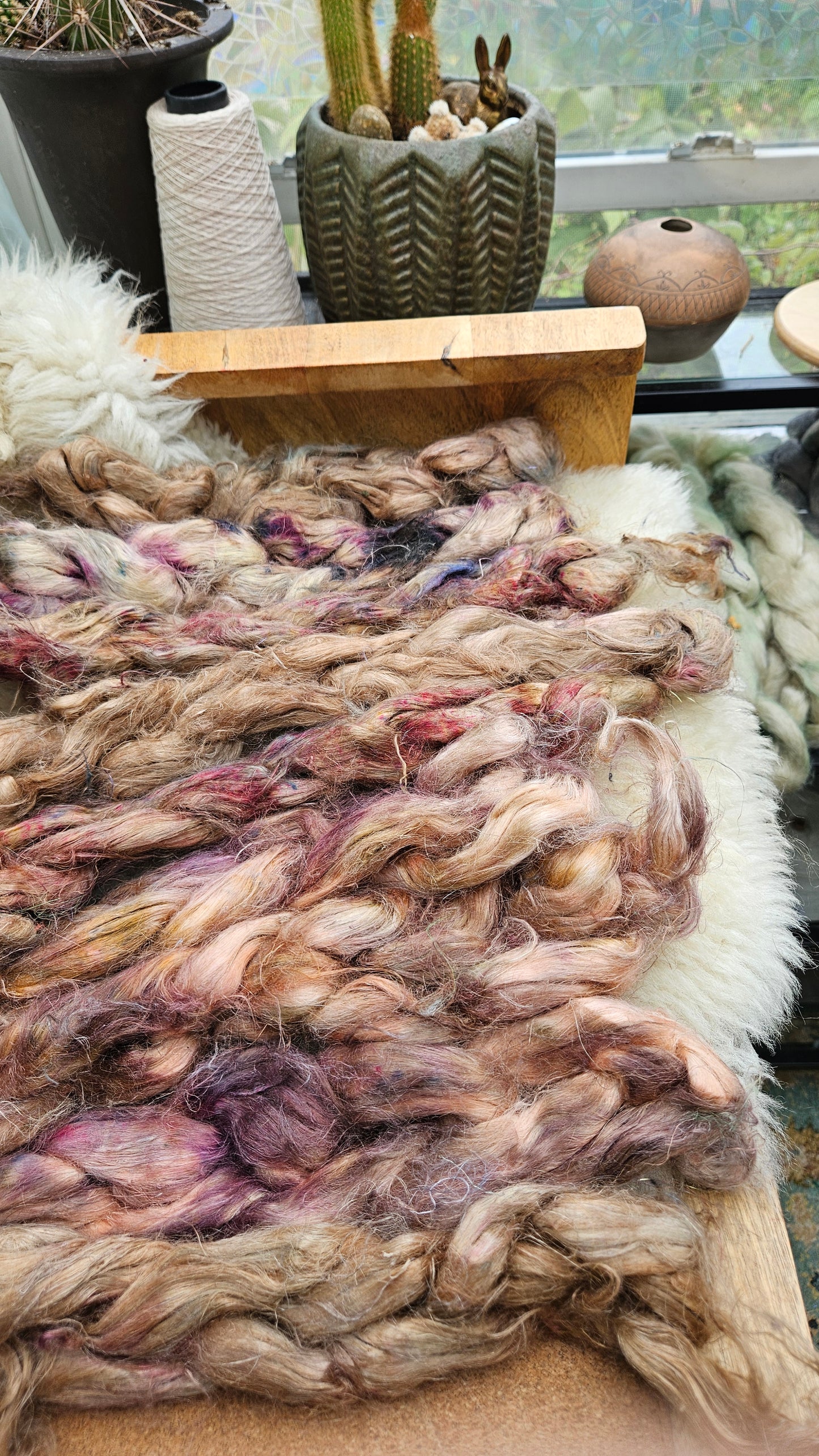 MAID MARIAN Hand-Dyed Fine Hemp for fiber art, texture blending, and papermaking - 2 ounces | 57 grams