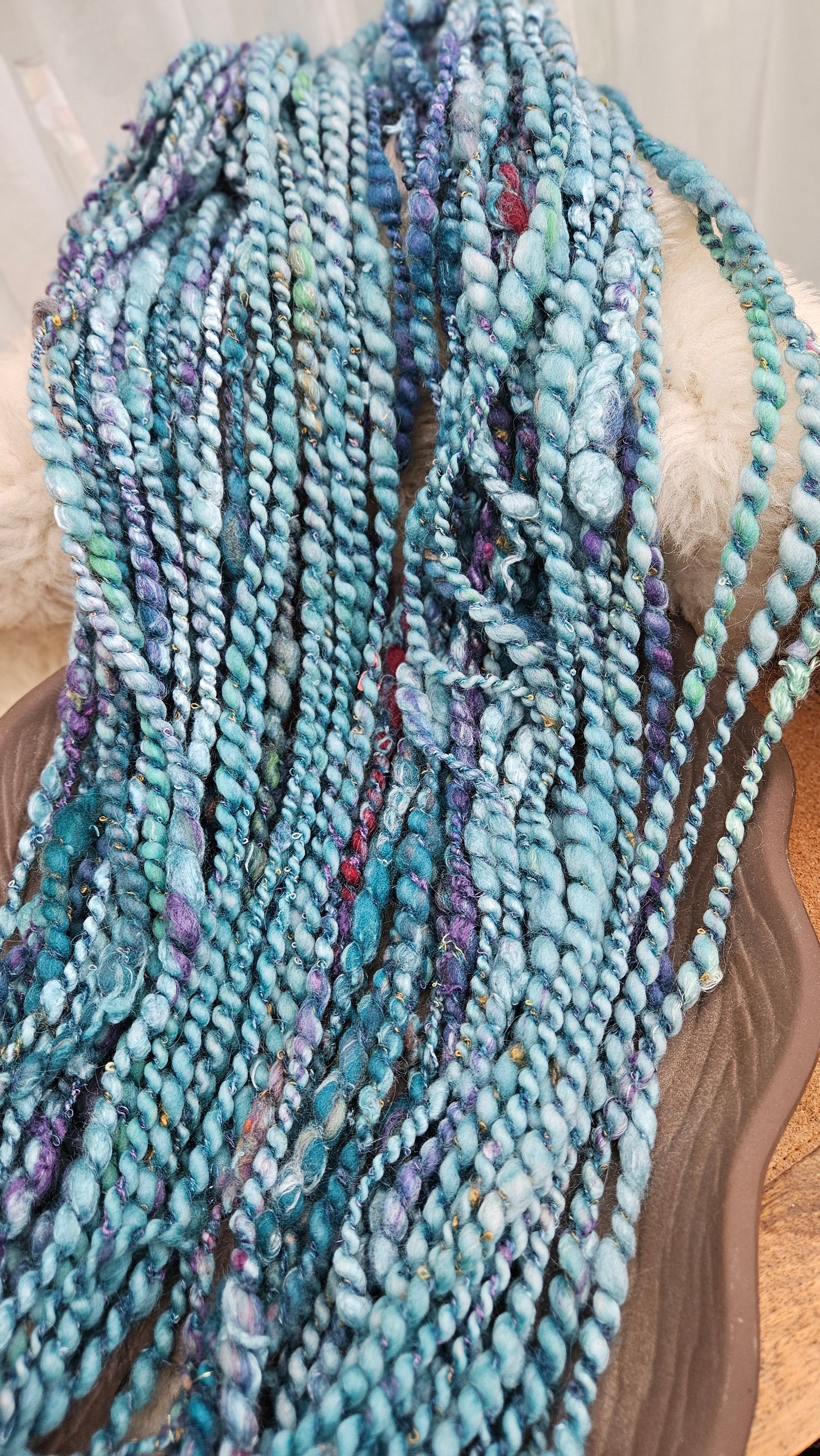 MERMAID LAGOON - Bulky Handspun Art Yarn XL Skein - 33 yards | 6.6 ounces | 187 grams
