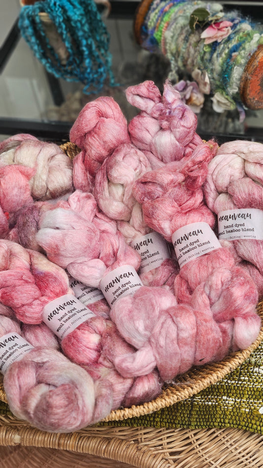 Rose Pearl - wool bamboo roving for felting and blending - 2 ounces | 57 grams
