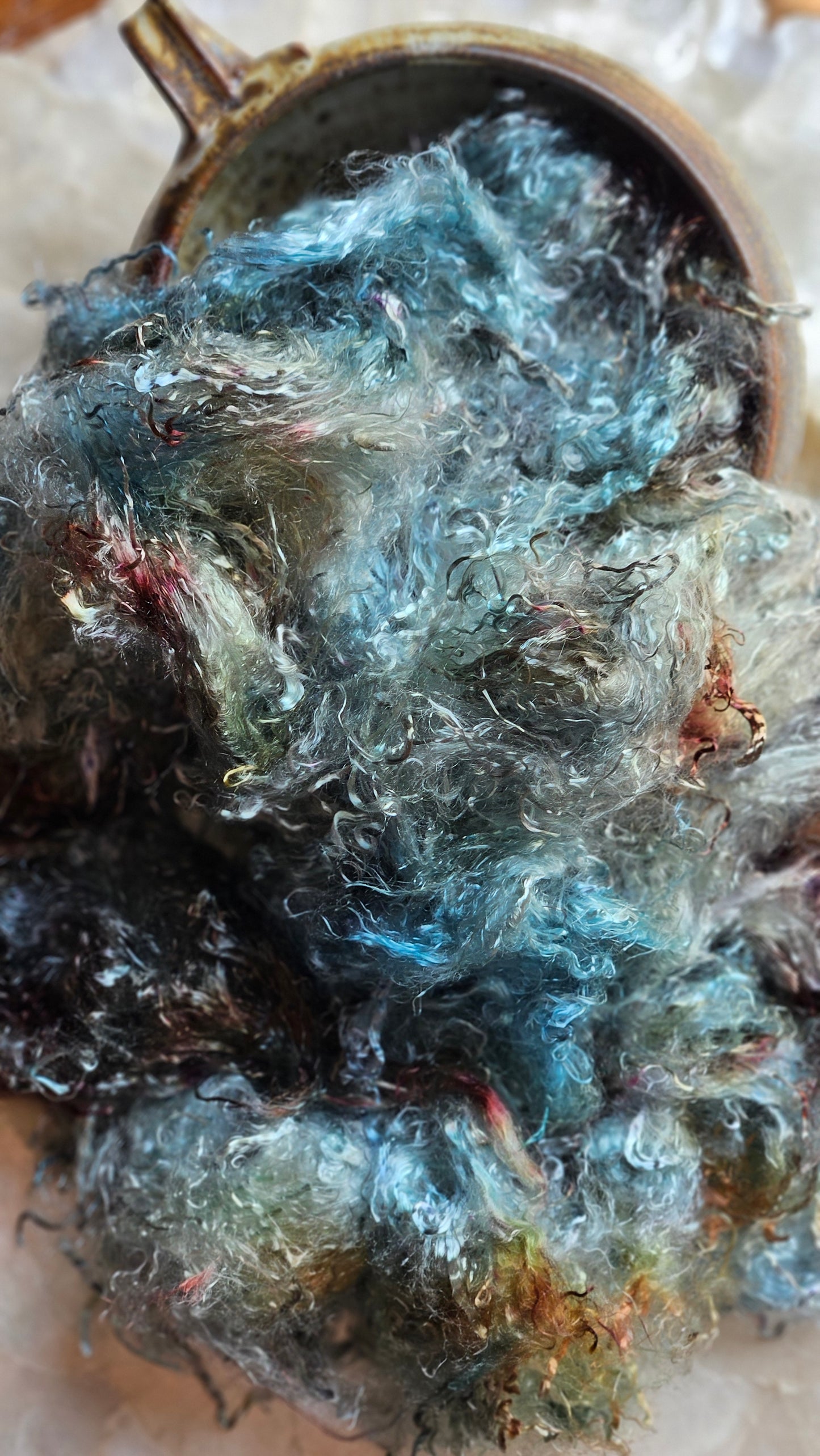 GRANDIDIERITE - hand-dyed eucalyptus crimp faux-silk for art yarn embellishing, fiber blending, felting, and papermaking - 2 oz | 57 g