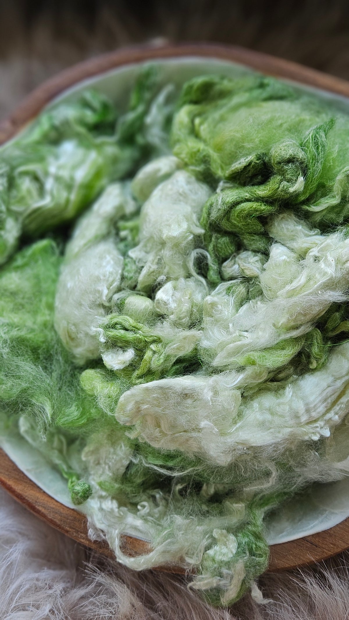 Thin Mint - hand-dyed fine wool and silky bamboo mill ends - 5 oz |  142 g
