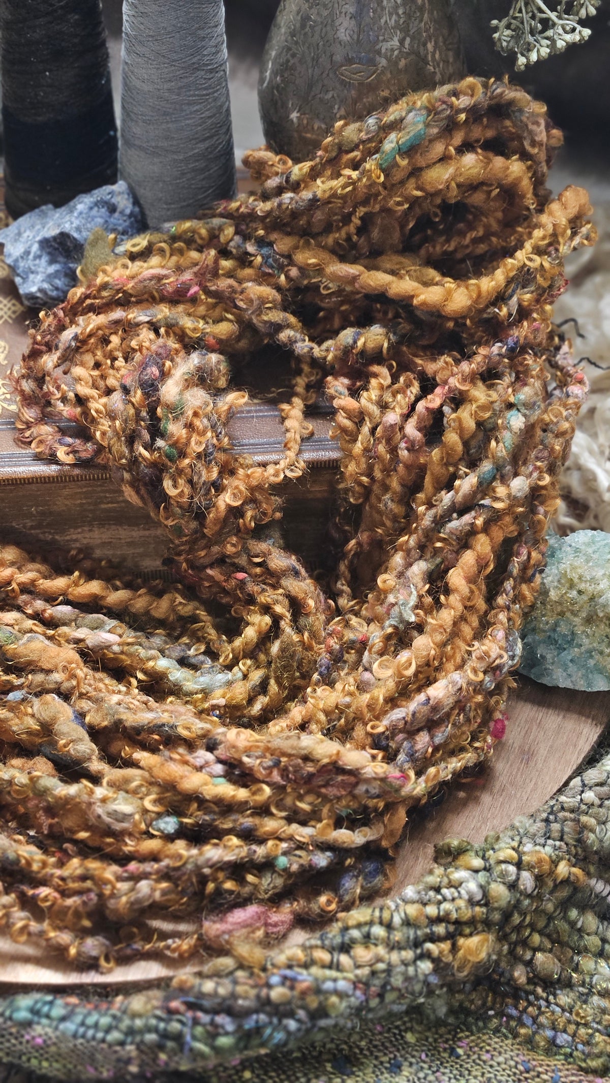 Handspun Bulky Art Yarn - 40 yards | 4.7 ounces - Botticelli Portrait 06