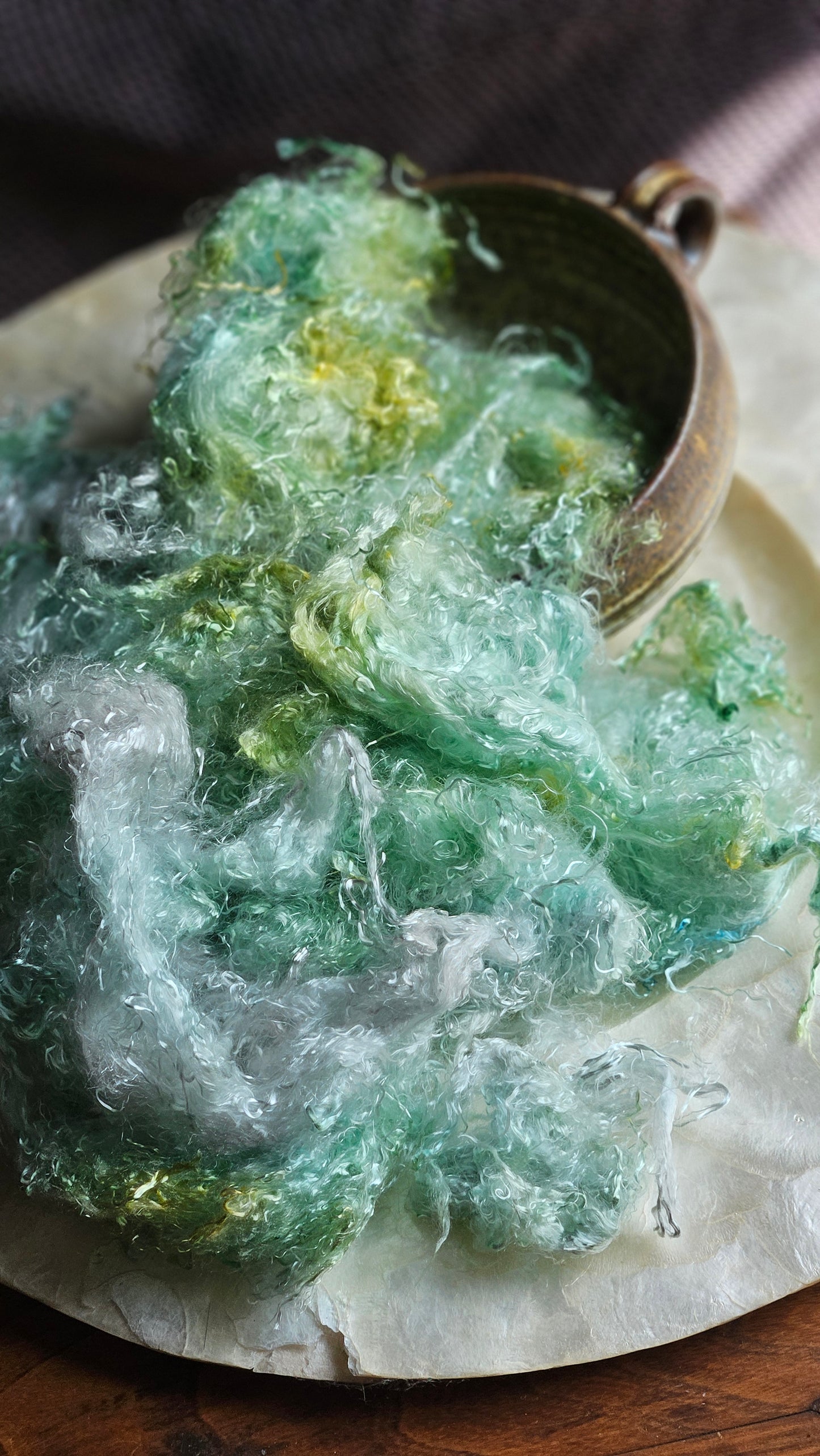 SERAPHINITE - hand-dyed eucalyptus crimp faux-silk for art yarn embellishing, fiber blending, felting, and papermaking - 2 oz | 57 g