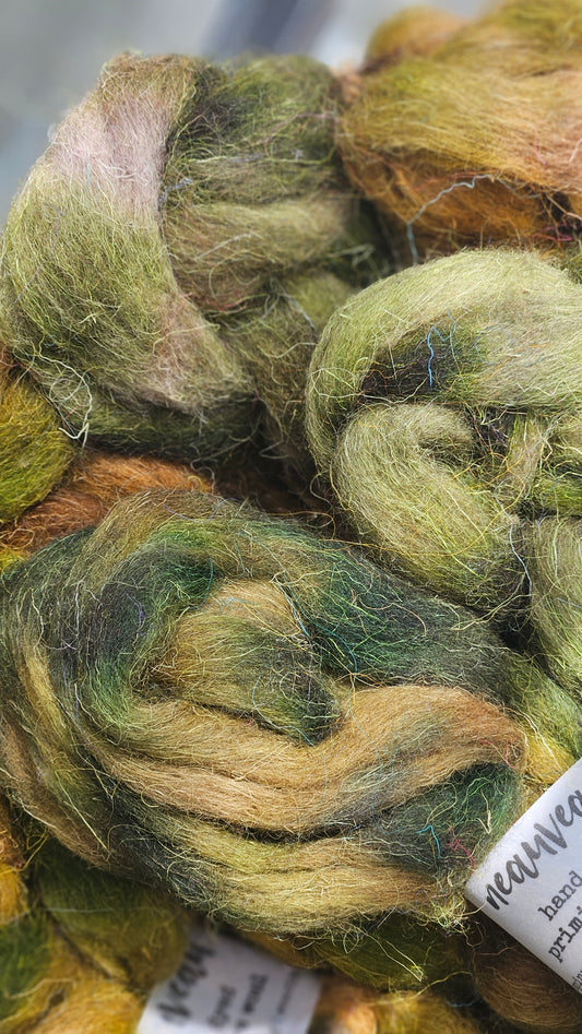 Woodlot - primitive hand dyed wool roving for felting and blending - 2 ounces | 57 grams